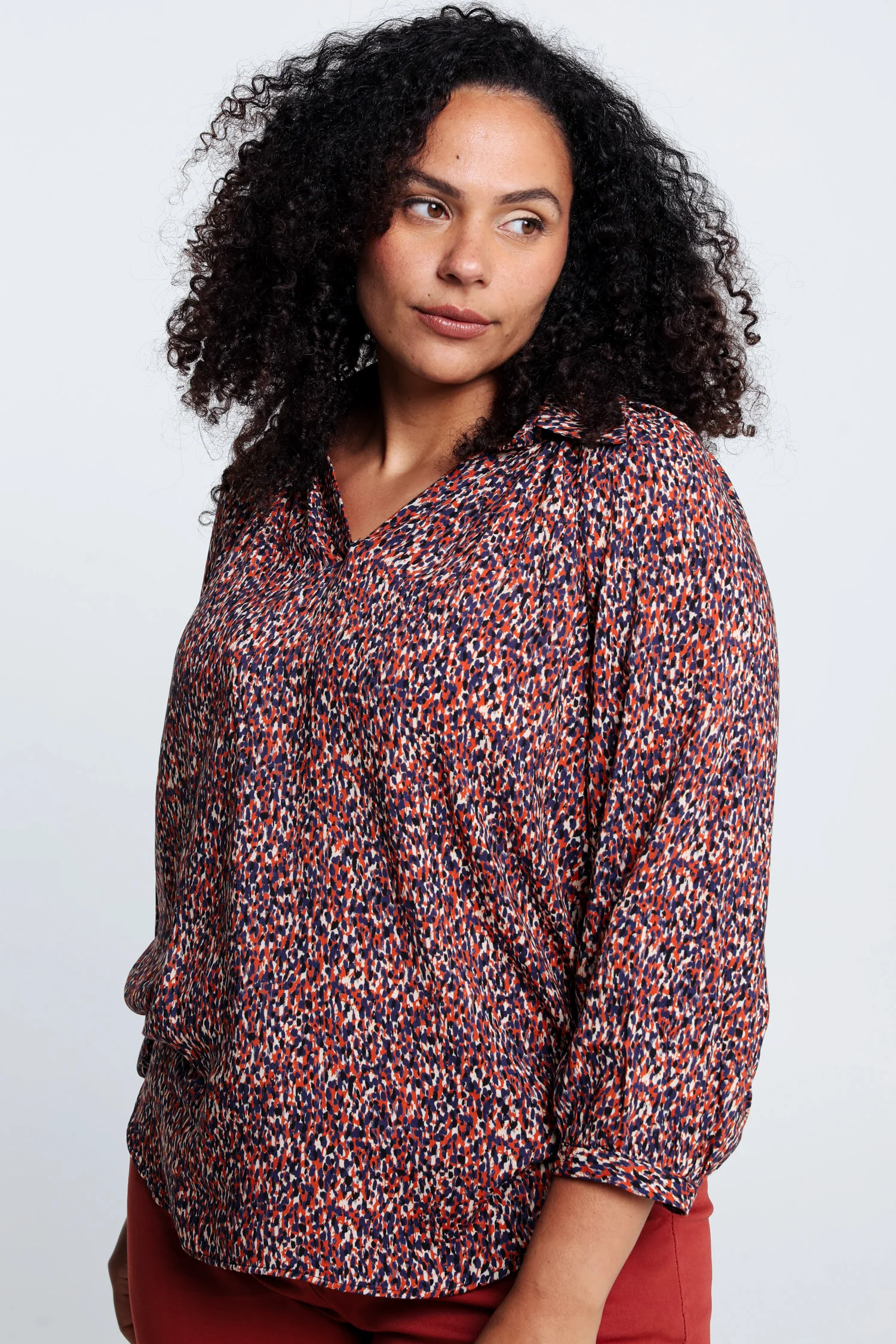 Blouse in viscose met dierenhuidmotief