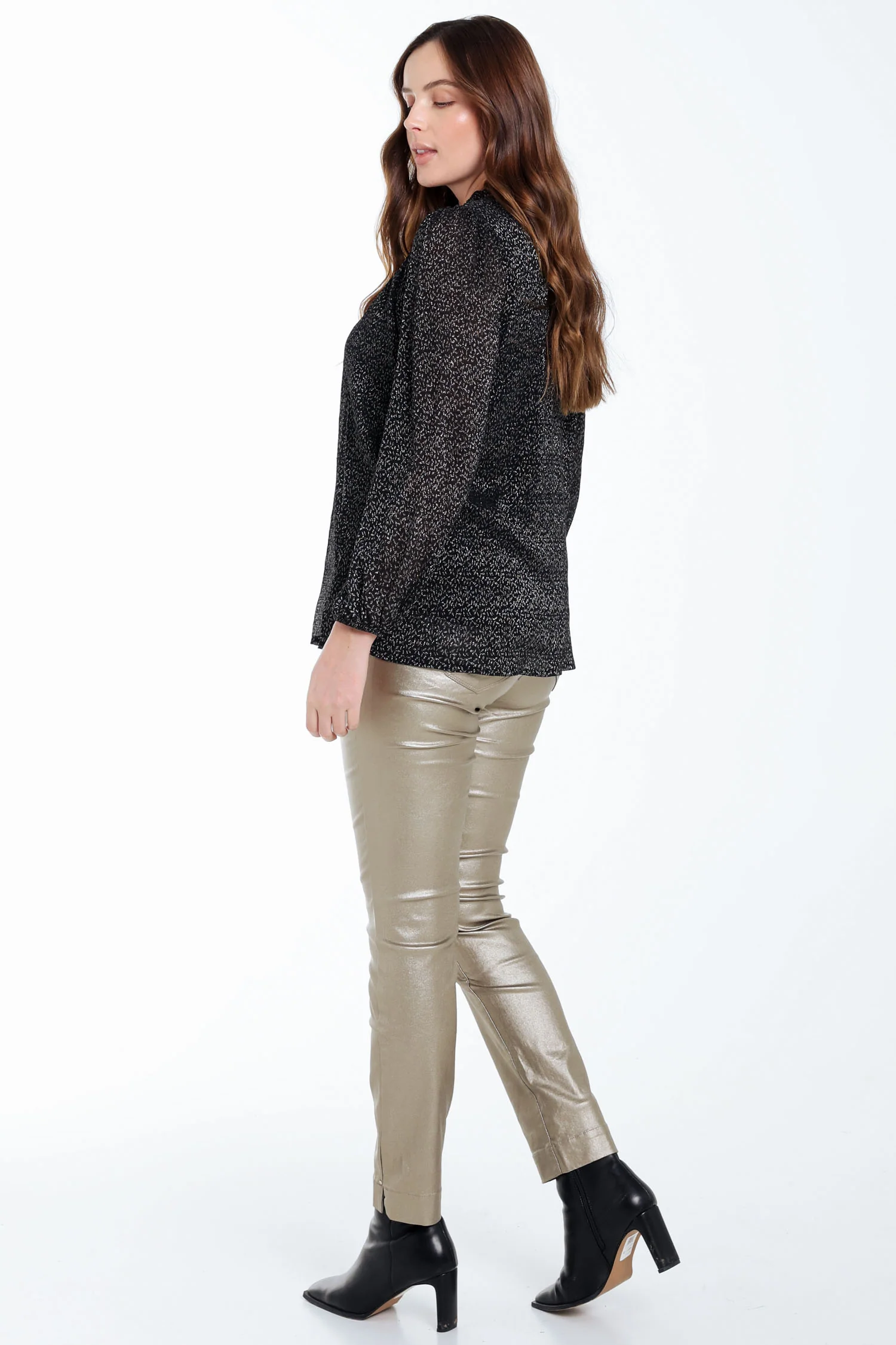 Blouse met stippenprint en folie - Image 2
