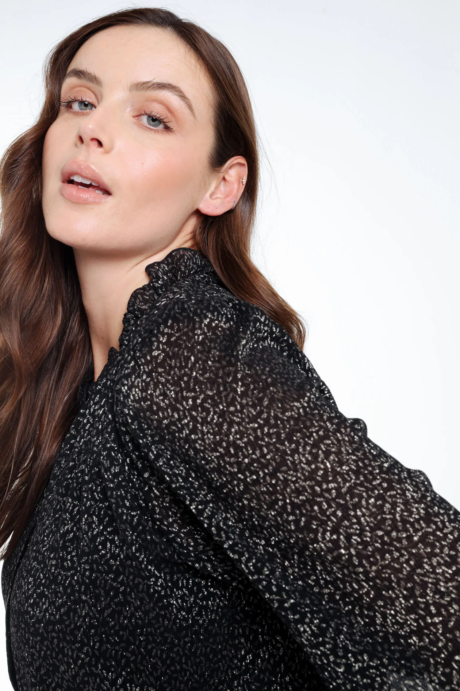 Blouse met stippenprint en folie - Image 6