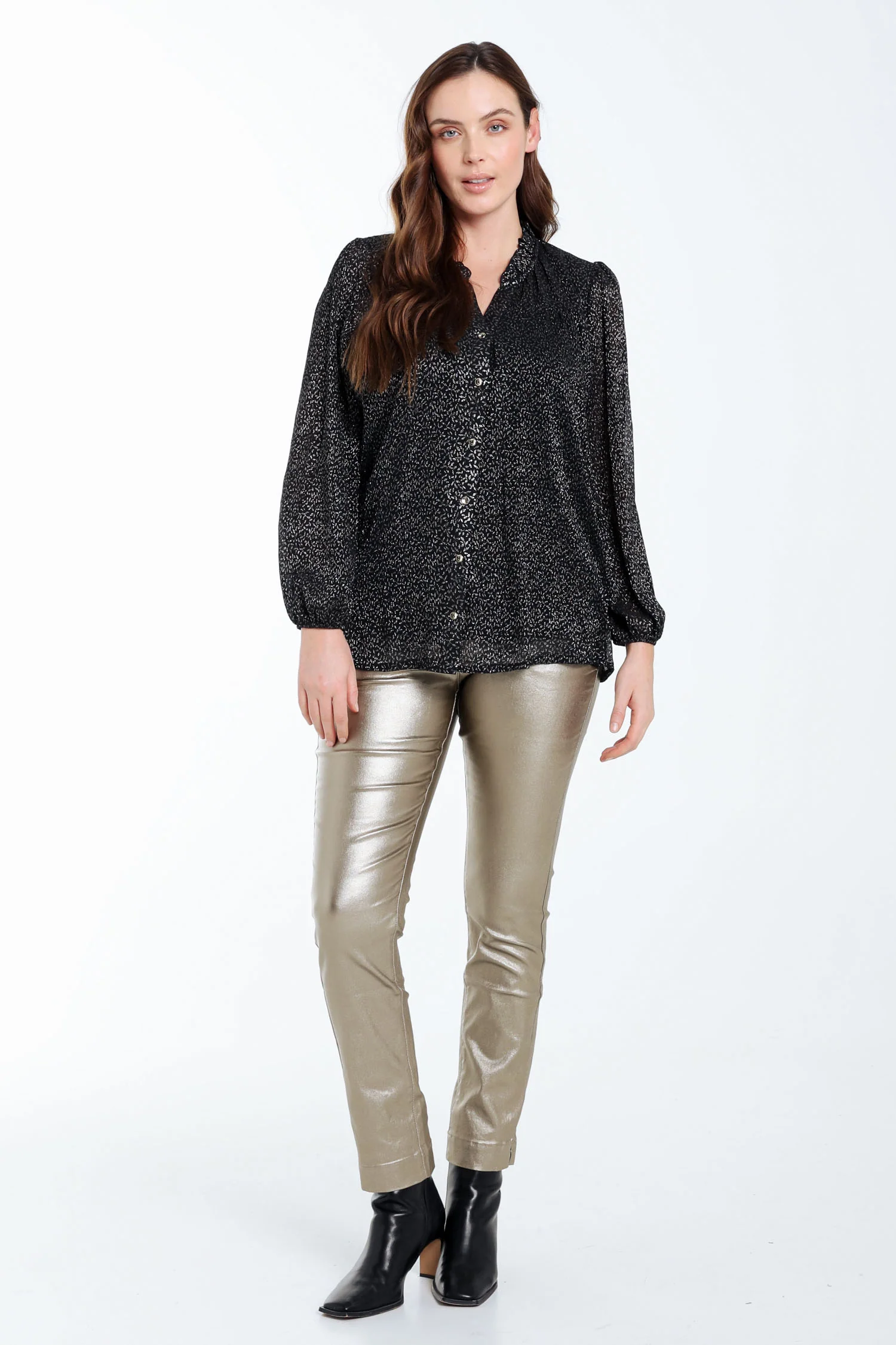 Blouse met stippenprint en folie - Image 7
