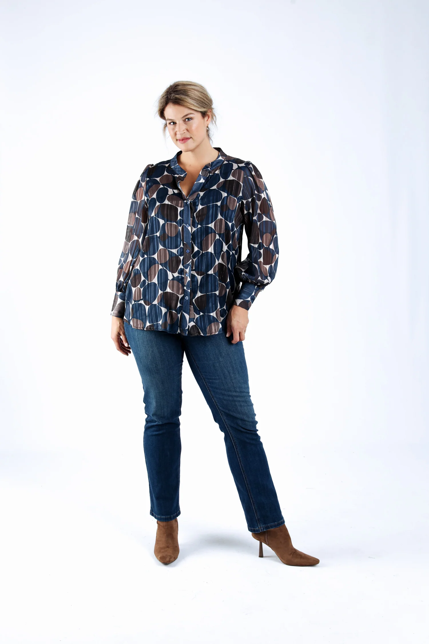 Blouse met ronde print en folieprint - Image 5