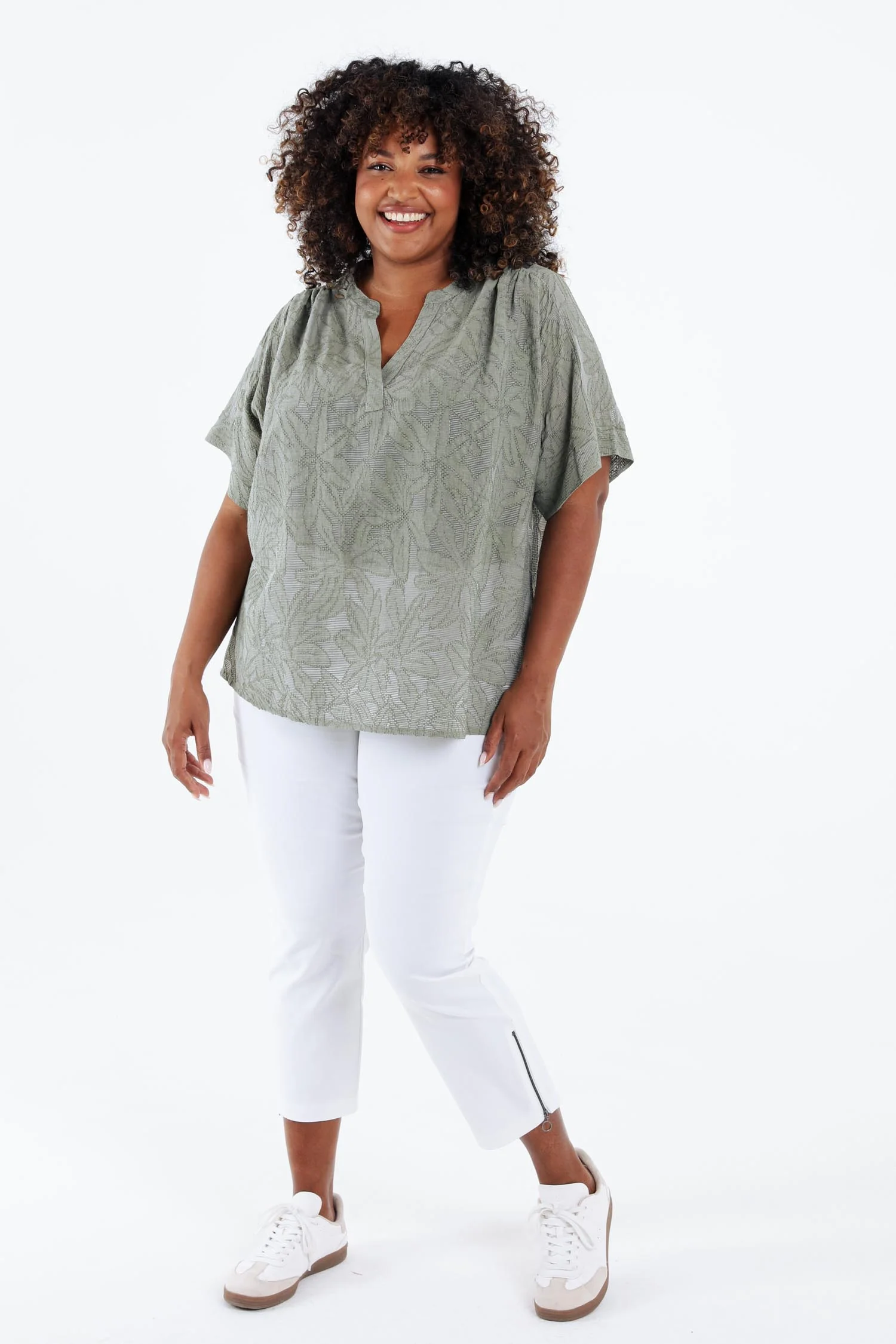 Effen katoenen jacquardblouse - Image 8
