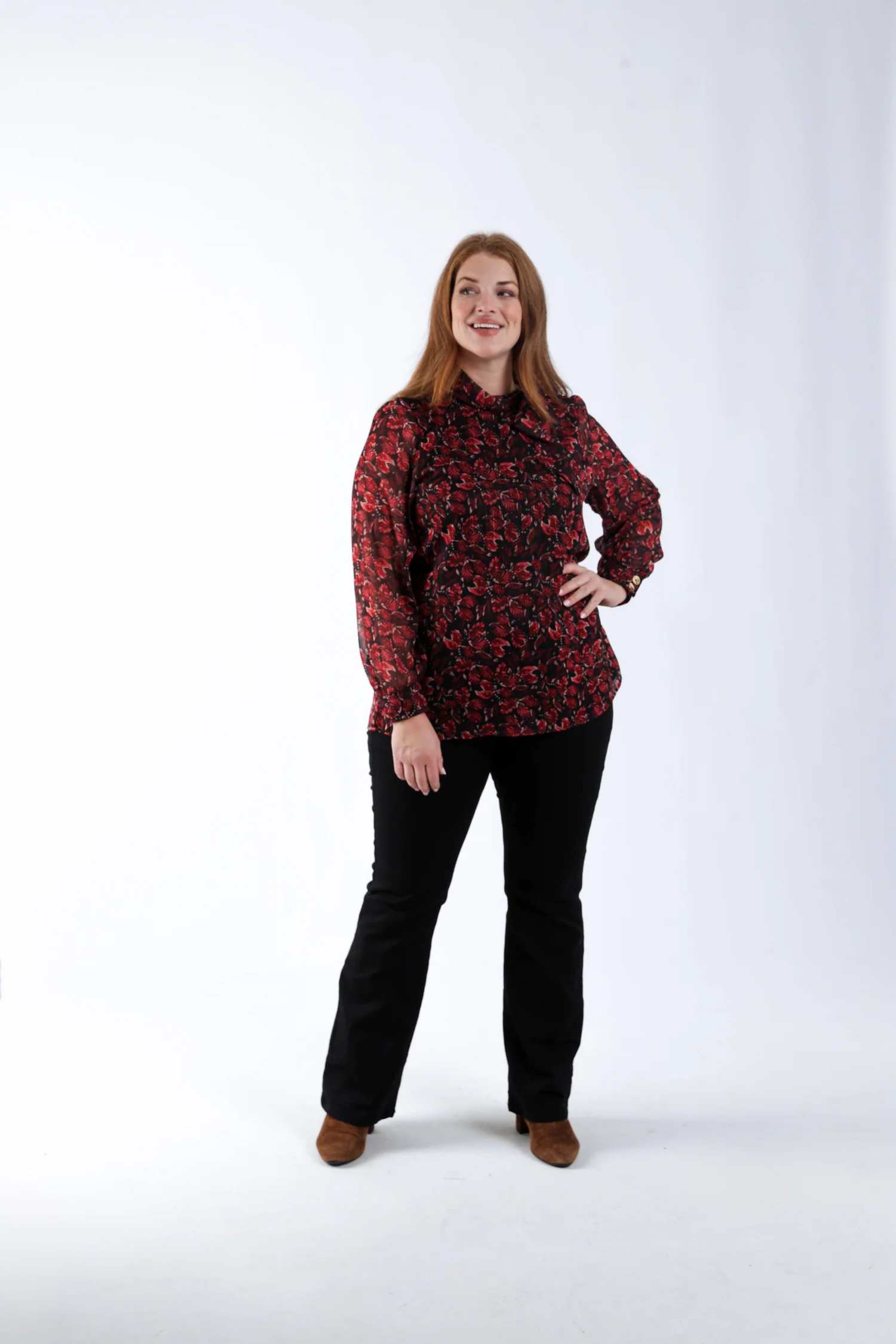 Blouse met bladerenprint en lurex lavallière - Image 8