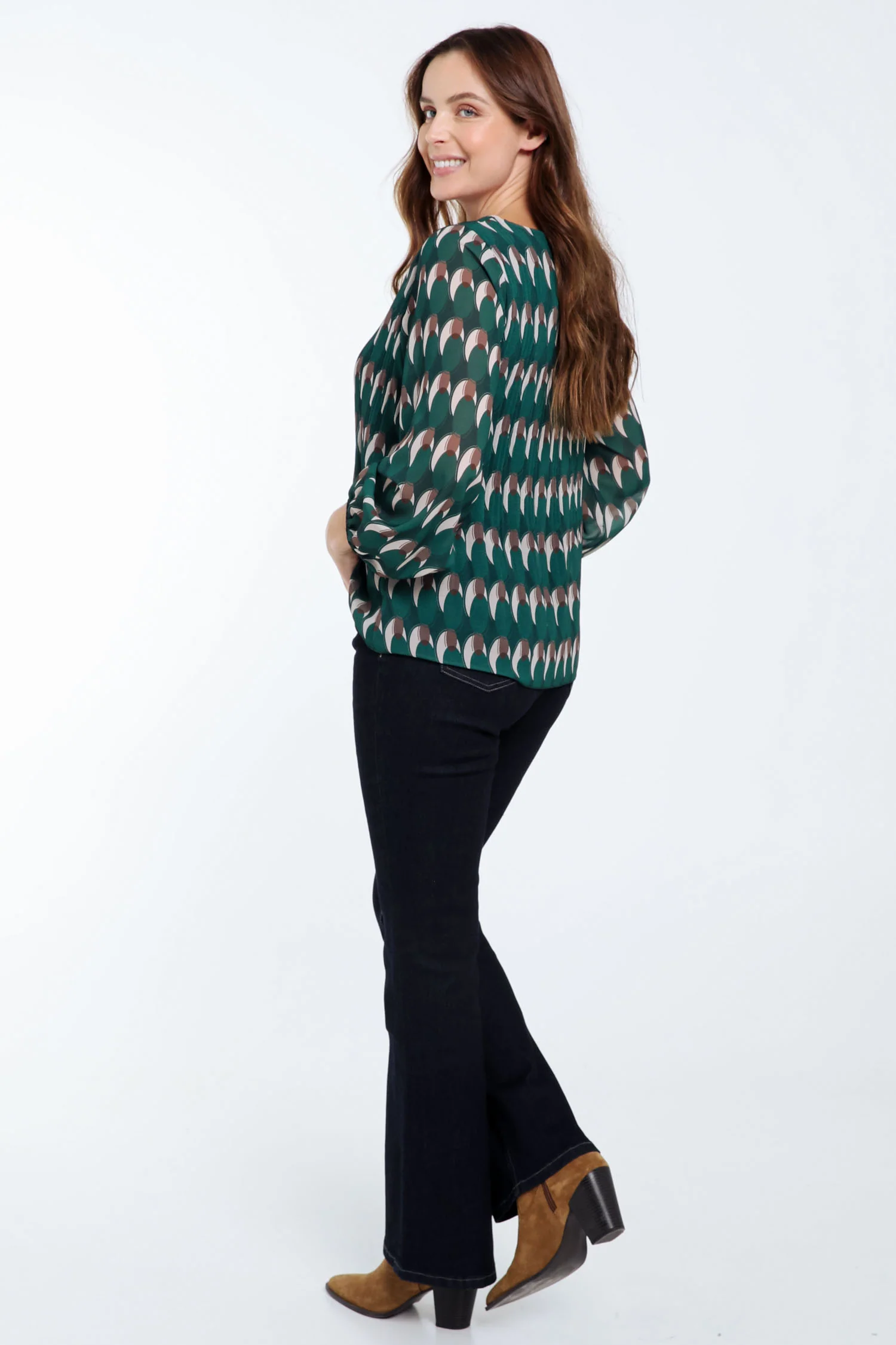 Geplooide blouse met grafische print - Image 2