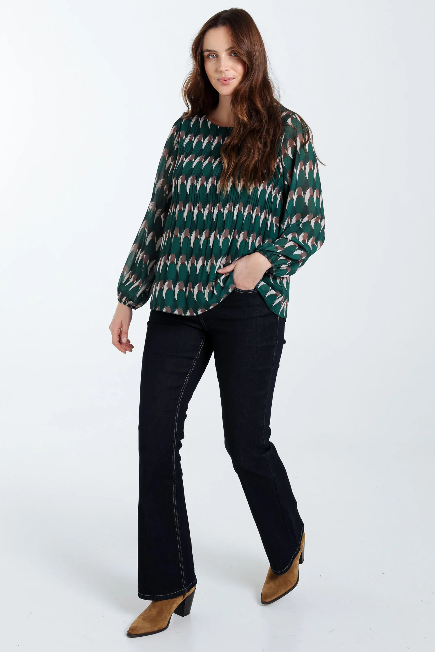 Geplooide blouse met grafische print - Image 9