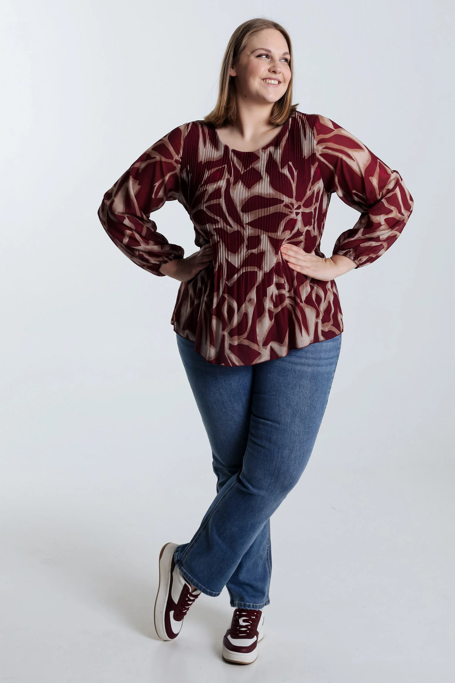 Geplooide blouse met grafische print - Image 8