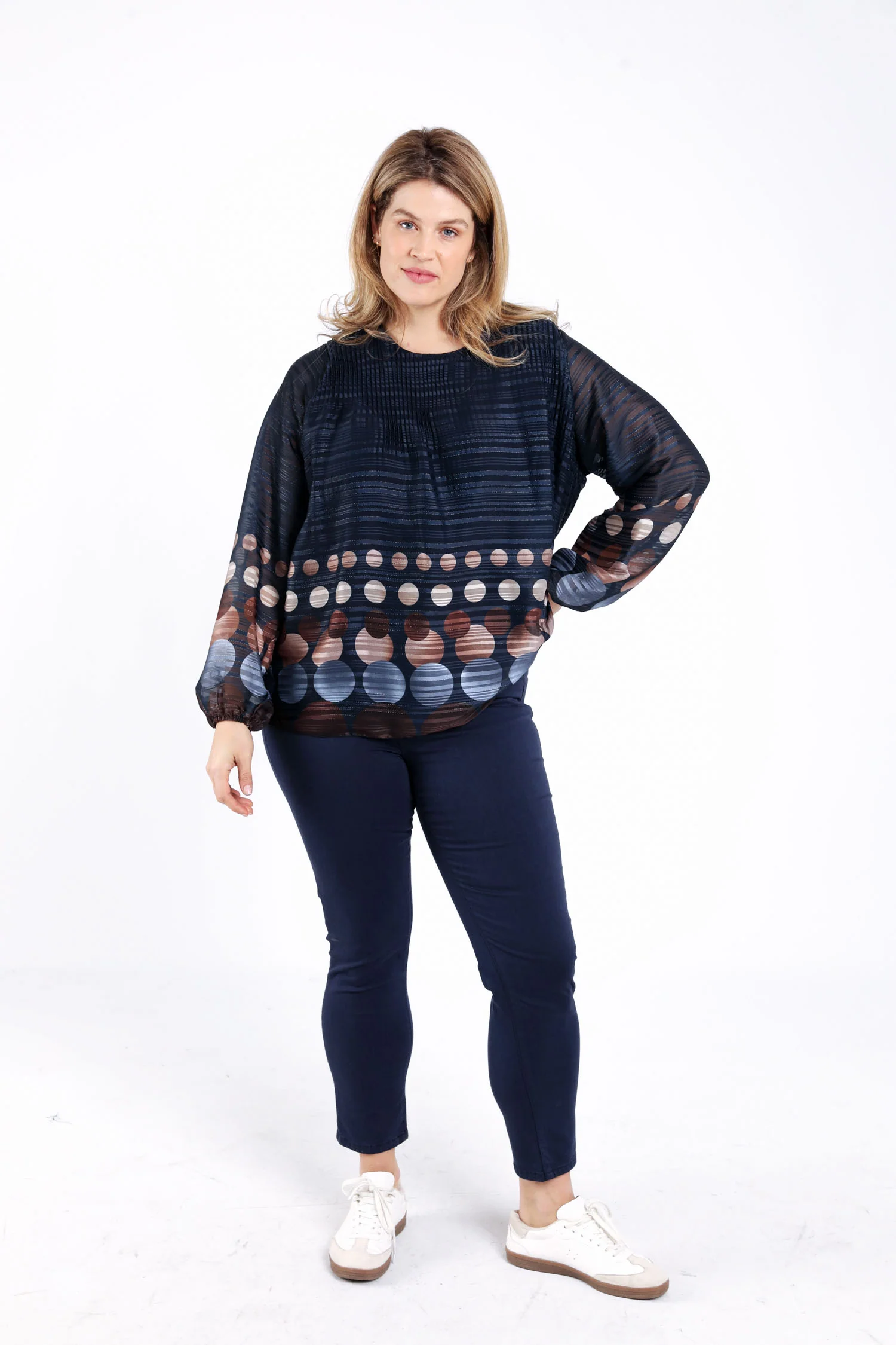 Plissé blouse met ronde print - Image 7