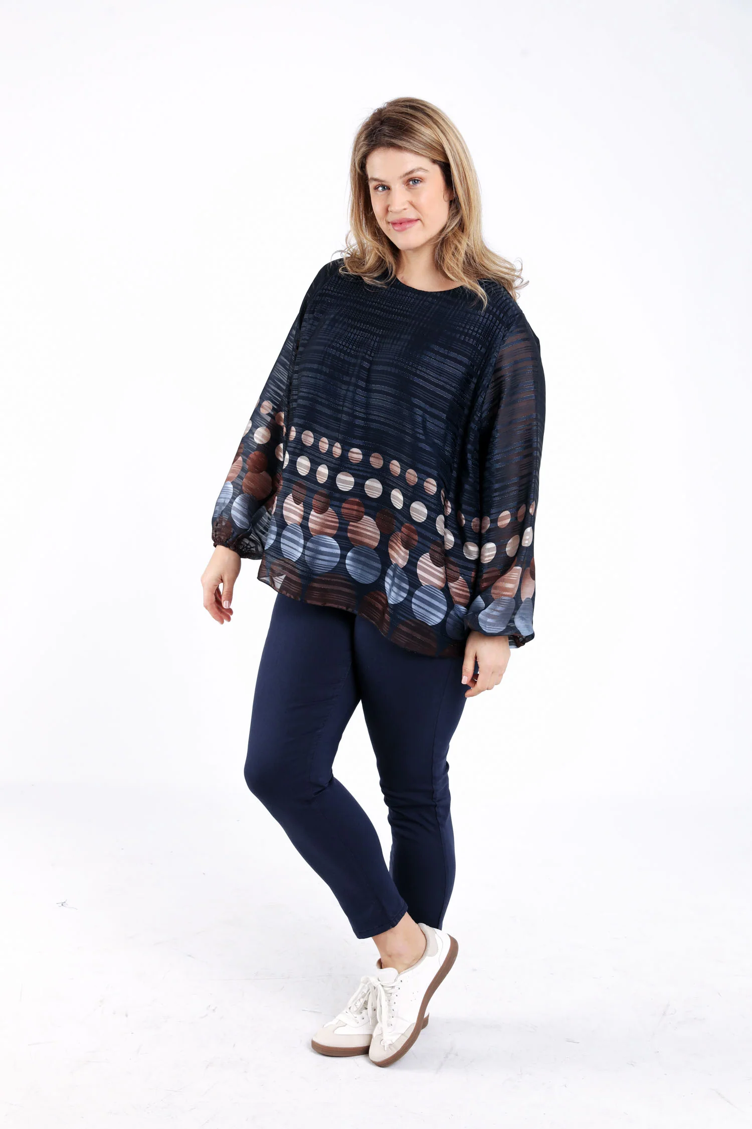 Plissé blouse met ronde print - Image 8