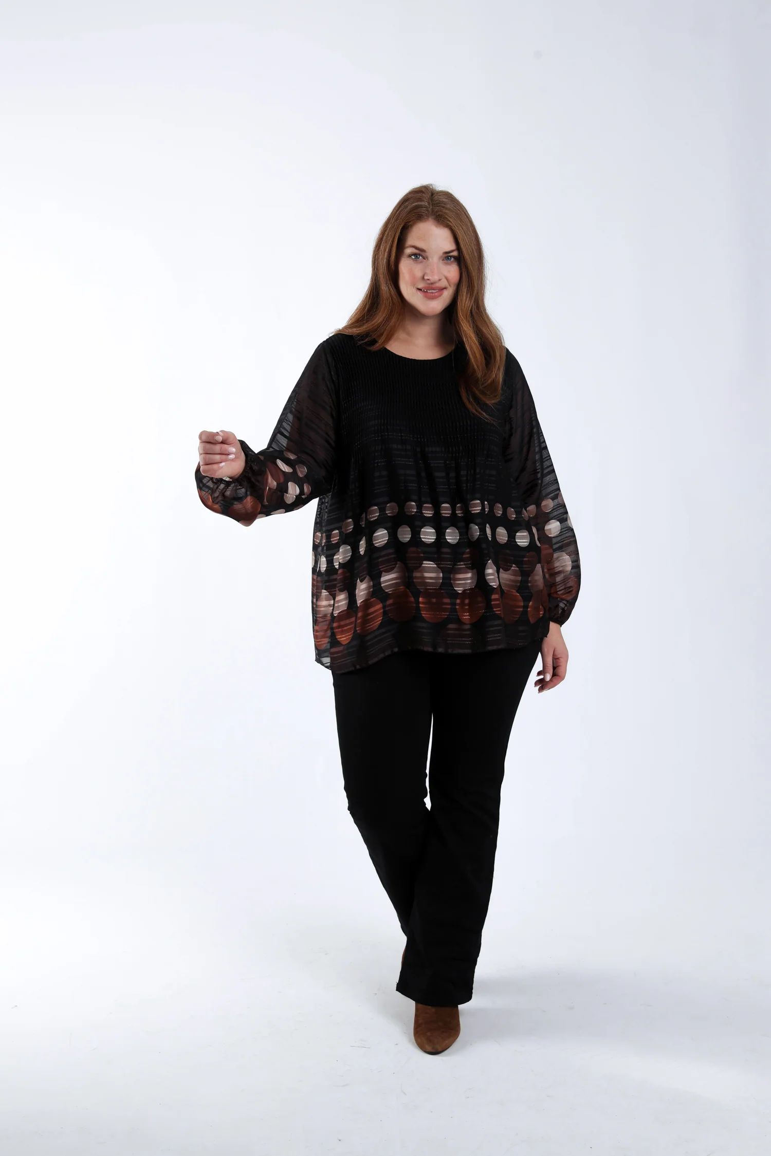 Plissé blouse met ronde print - Image 6