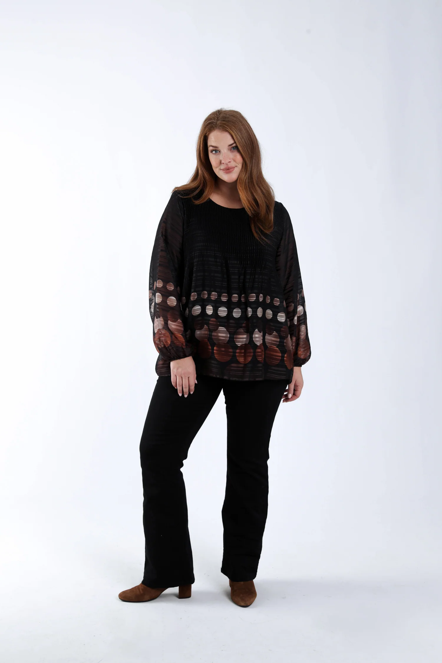 Plissé blouse met ronde print - Image 7