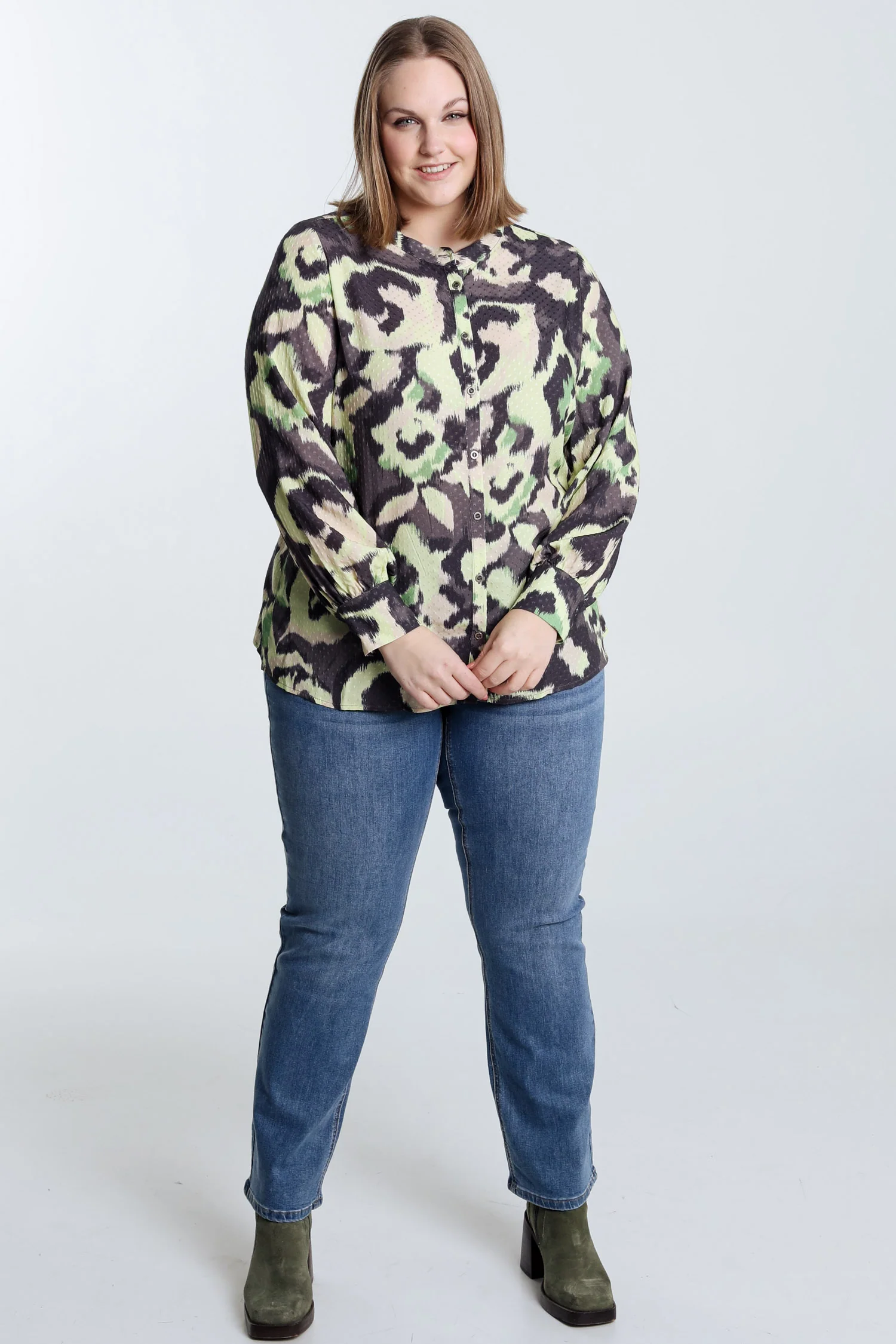 Plumetis blouse van viscose met abstracte print - Image 7