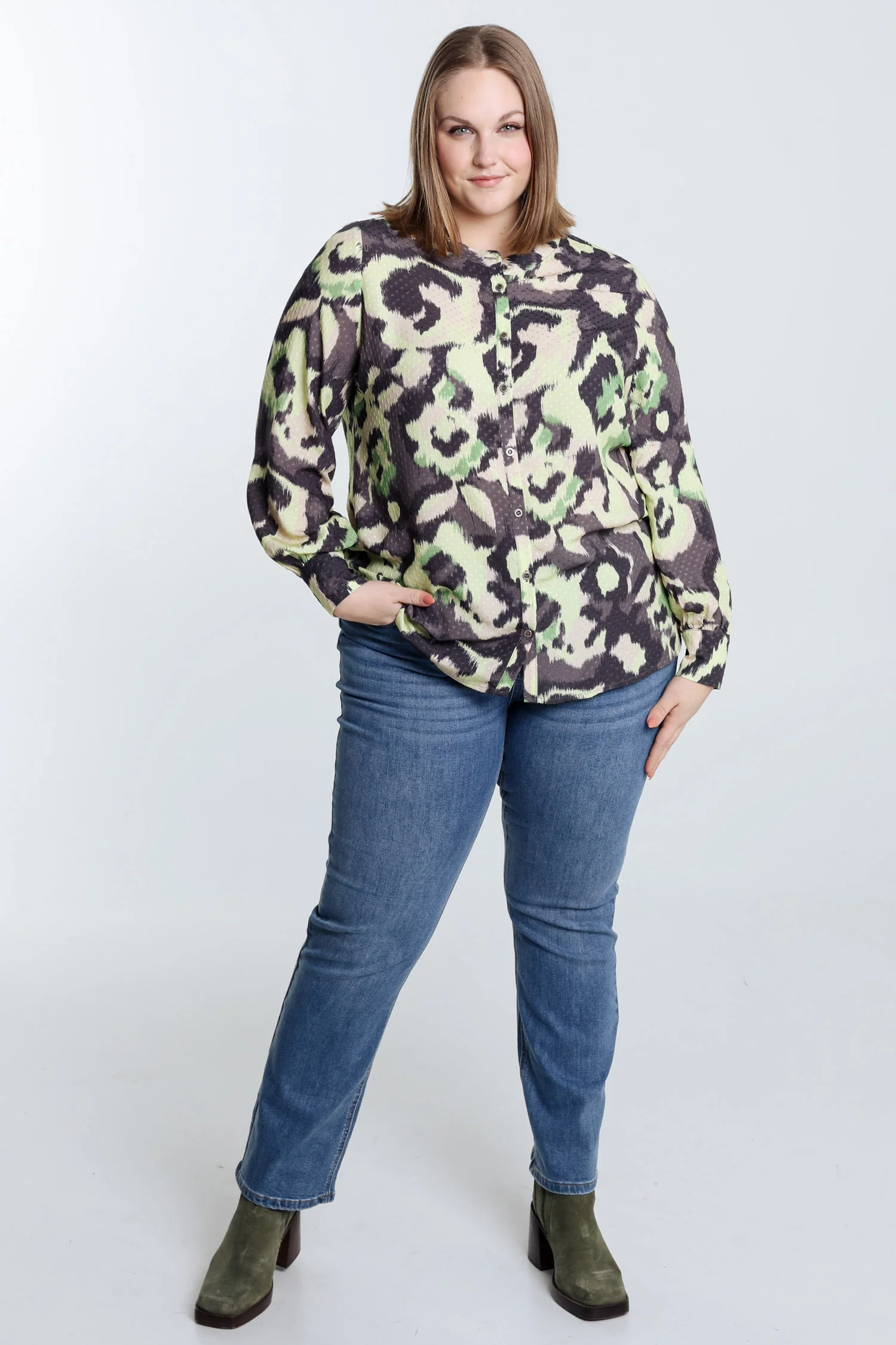 Plumetis blouse van viscose met abstracte print - Image 8