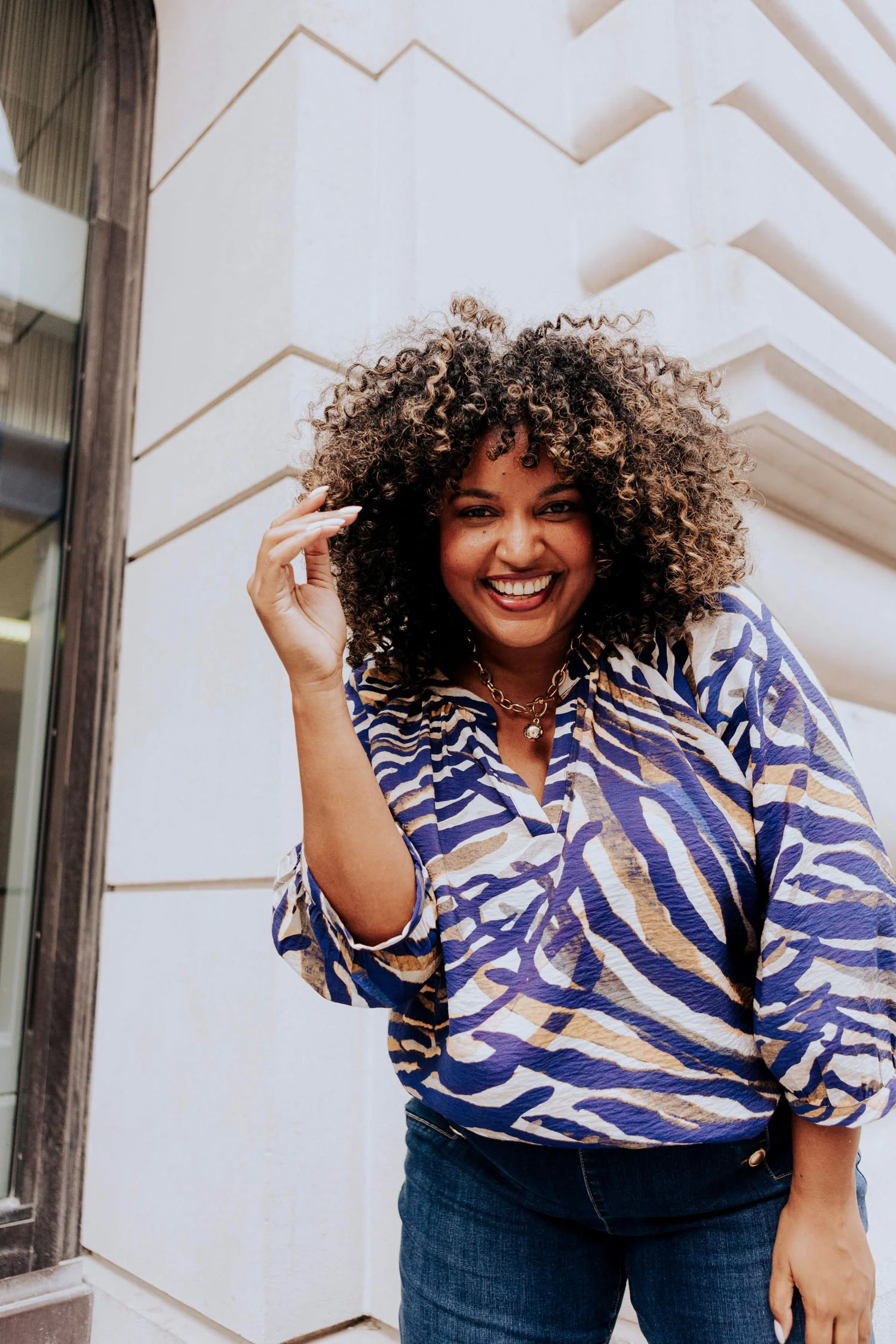 Raglanblouse in viscose met zebraprint