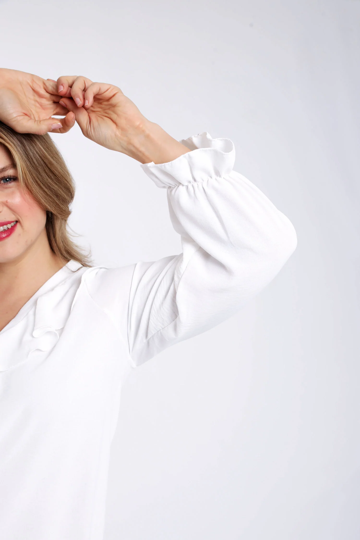 Effen blouse met volant - Image 6
