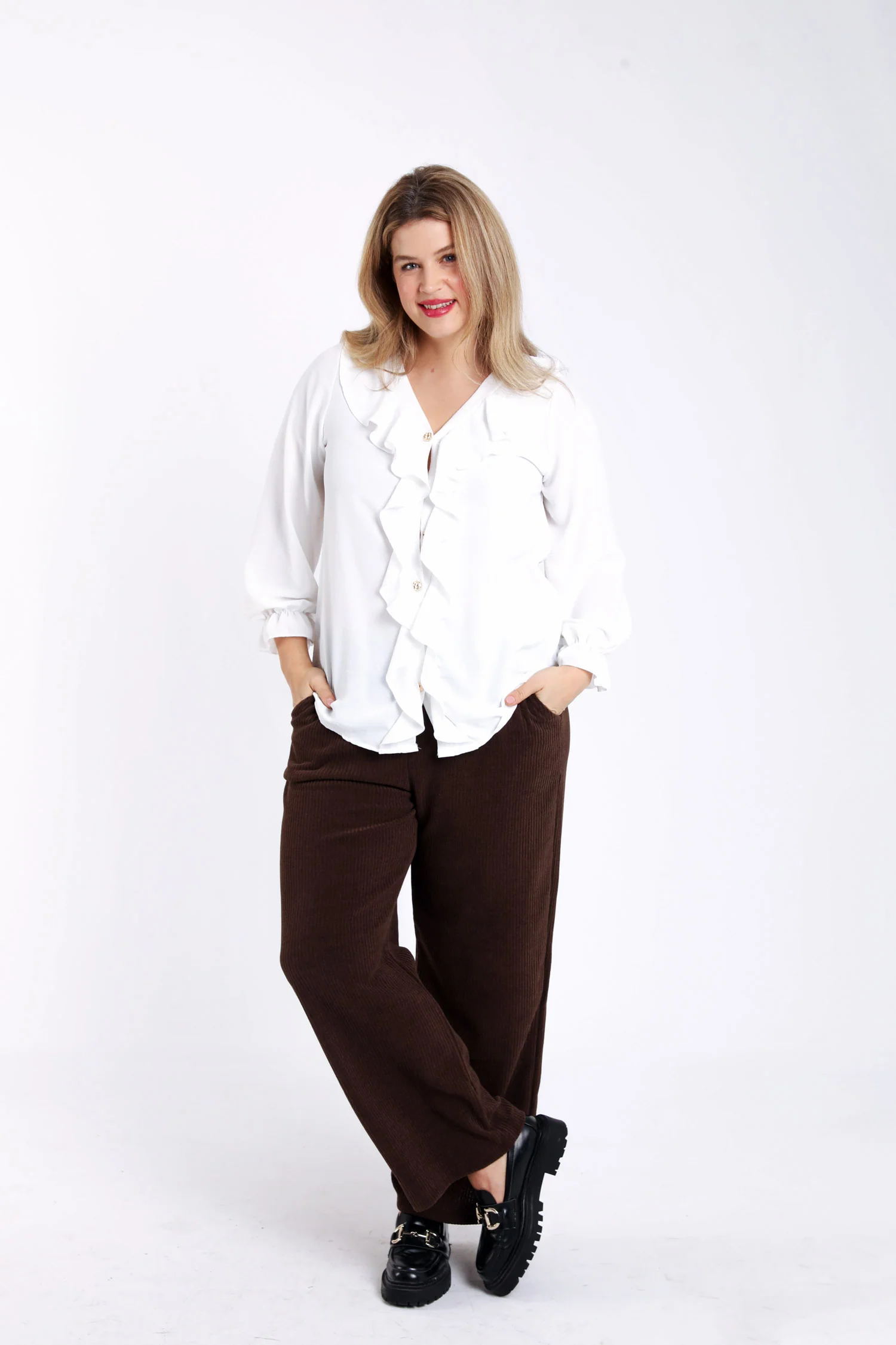 Effen blouse met volant - Image 7
