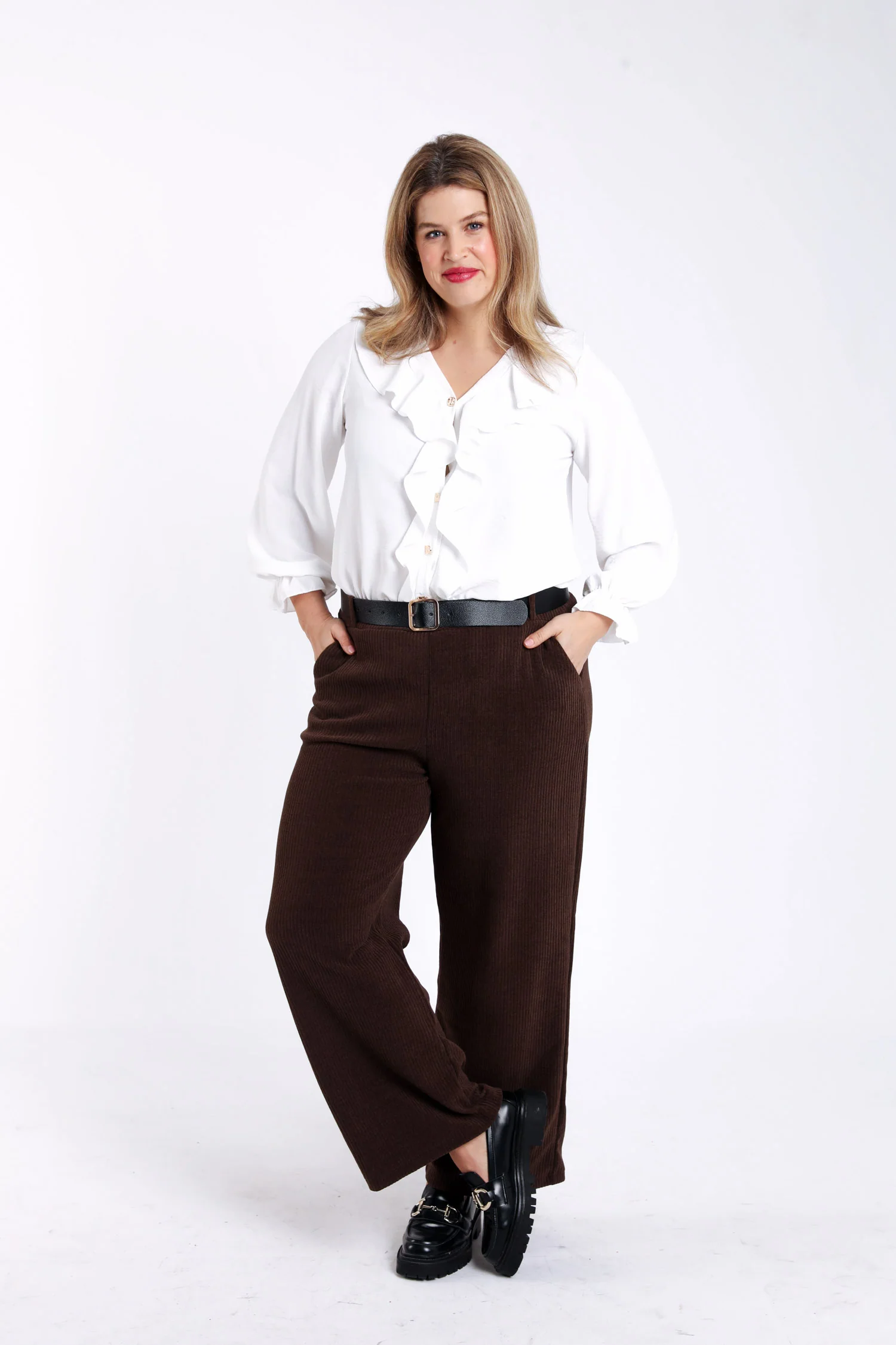 Effen blouse met volant - Image 8