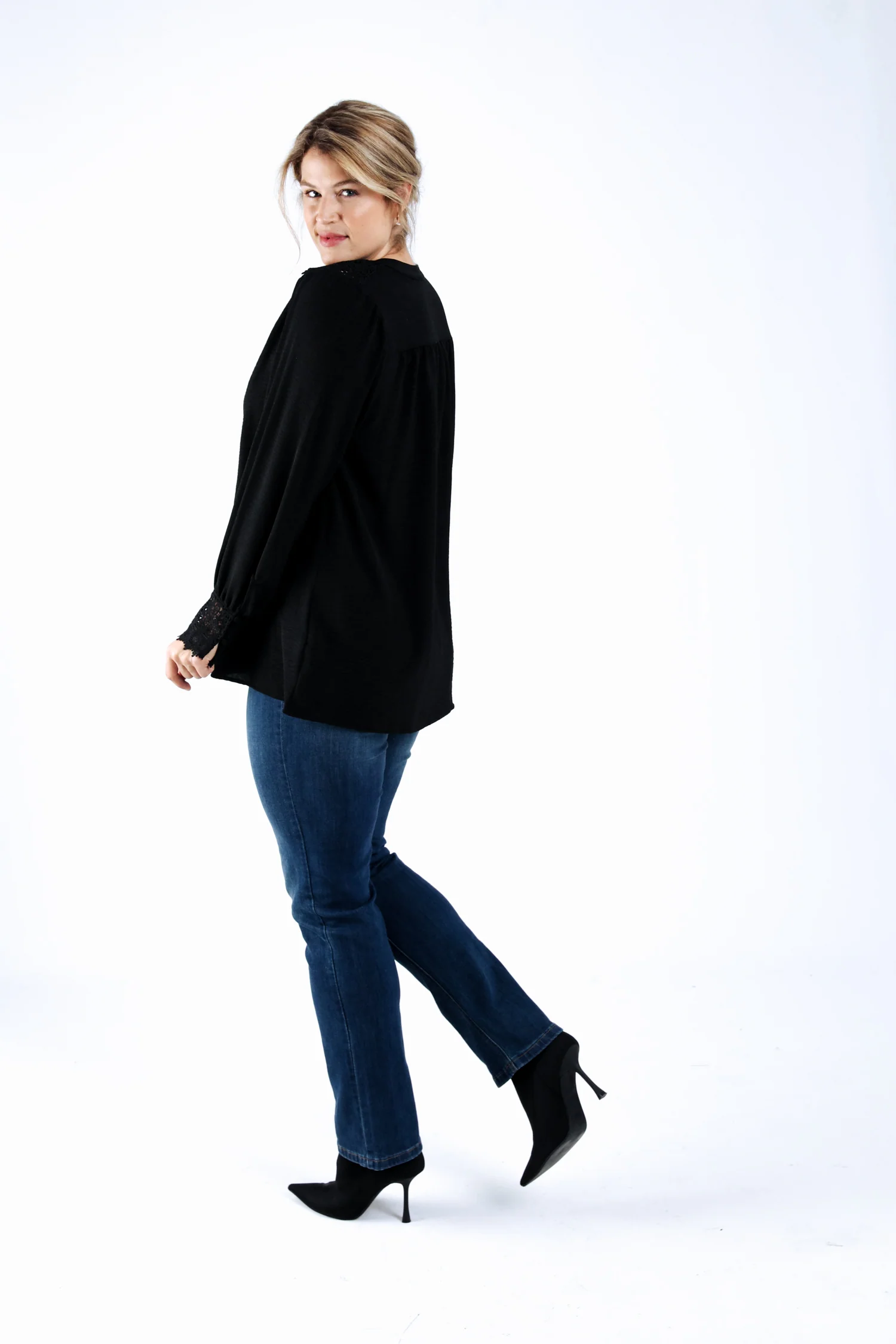 Effen blouse met kant - Image 3