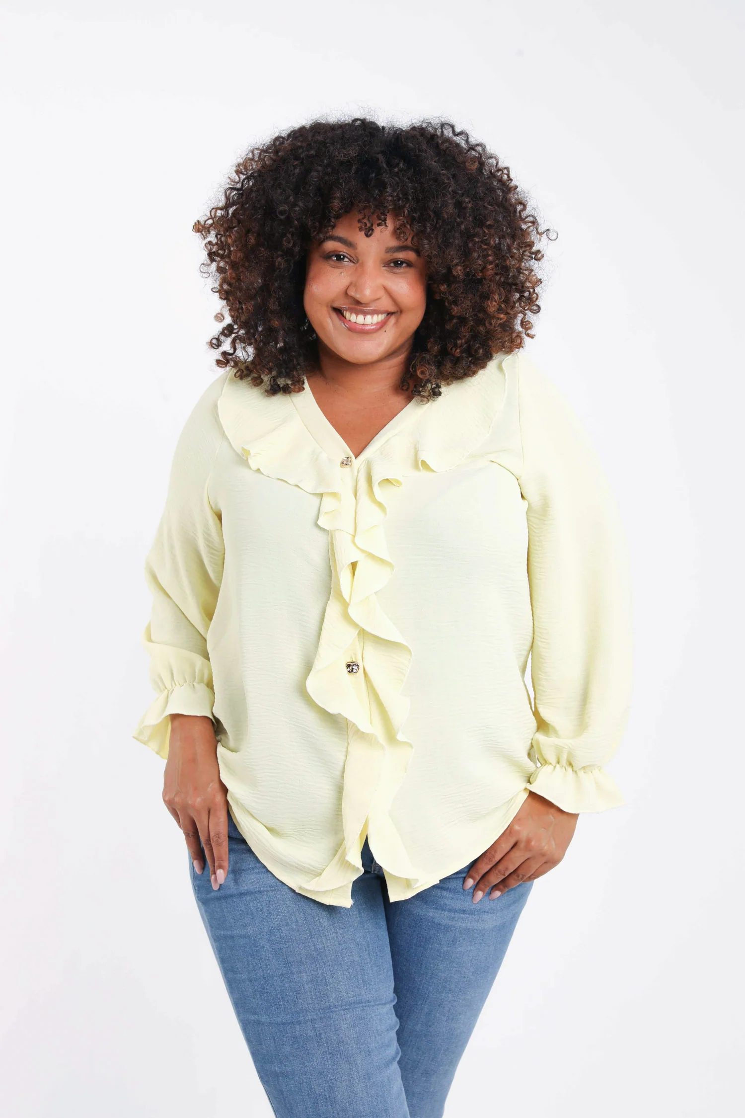 Effen blouse met ruches