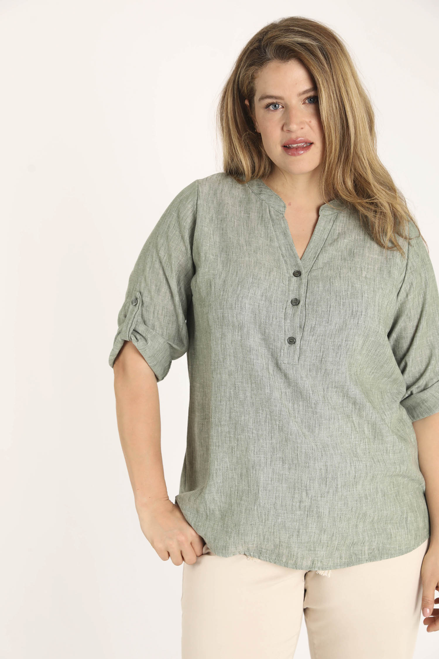 Effen gemêleerde blouse
