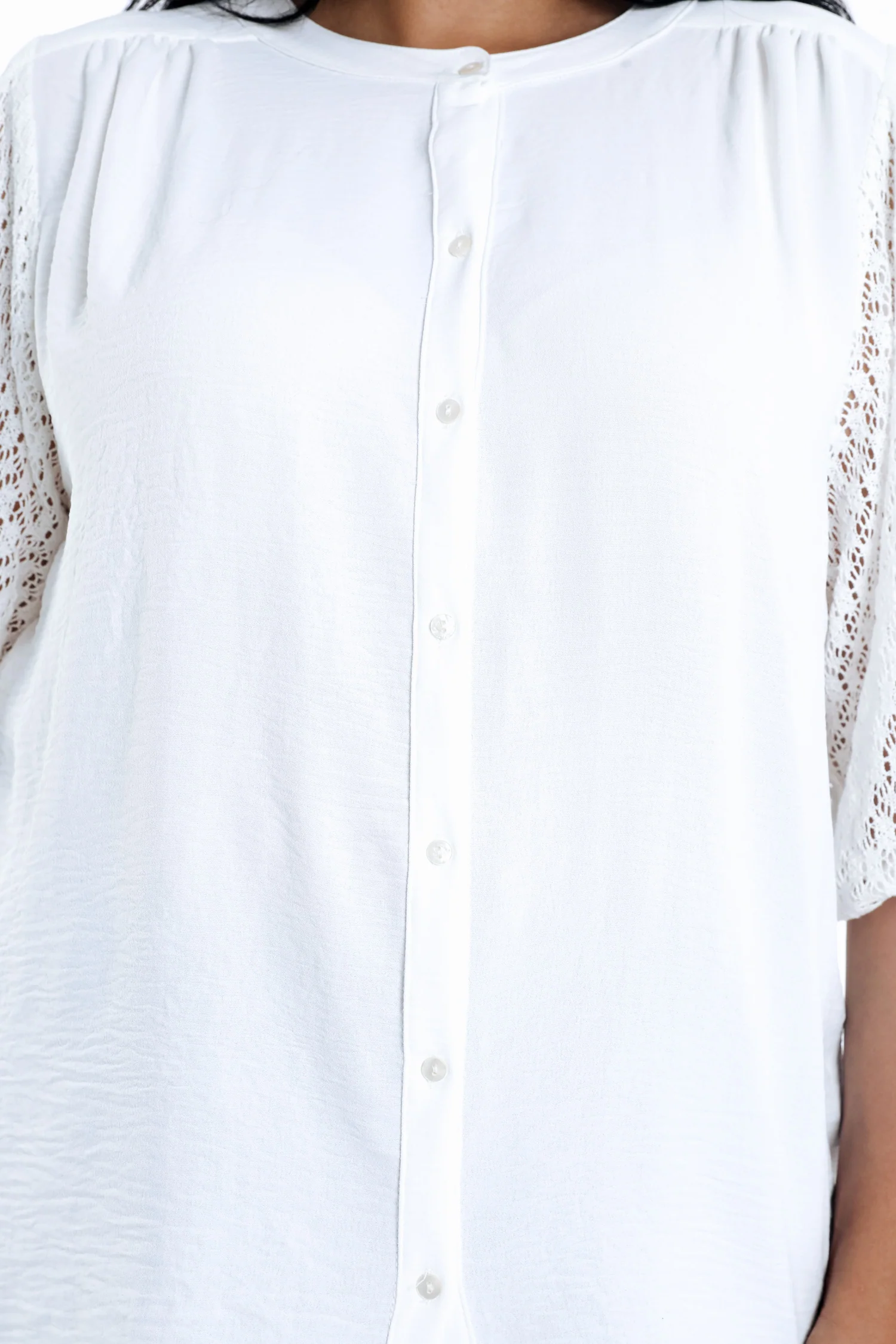 Effen blouse met gehaakte mouwen - Image 5