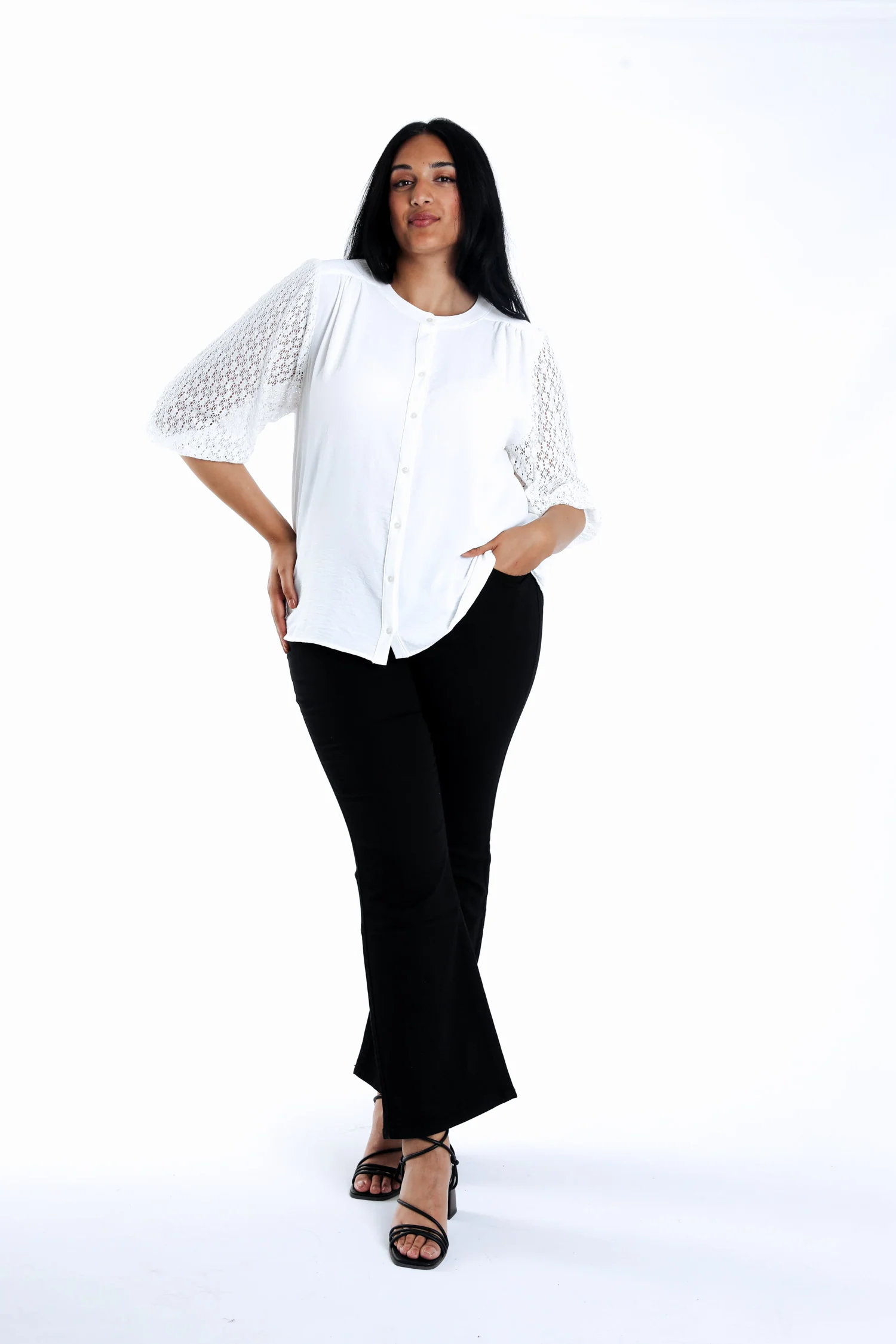 Effen blouse met gehaakte mouwen - Image 9