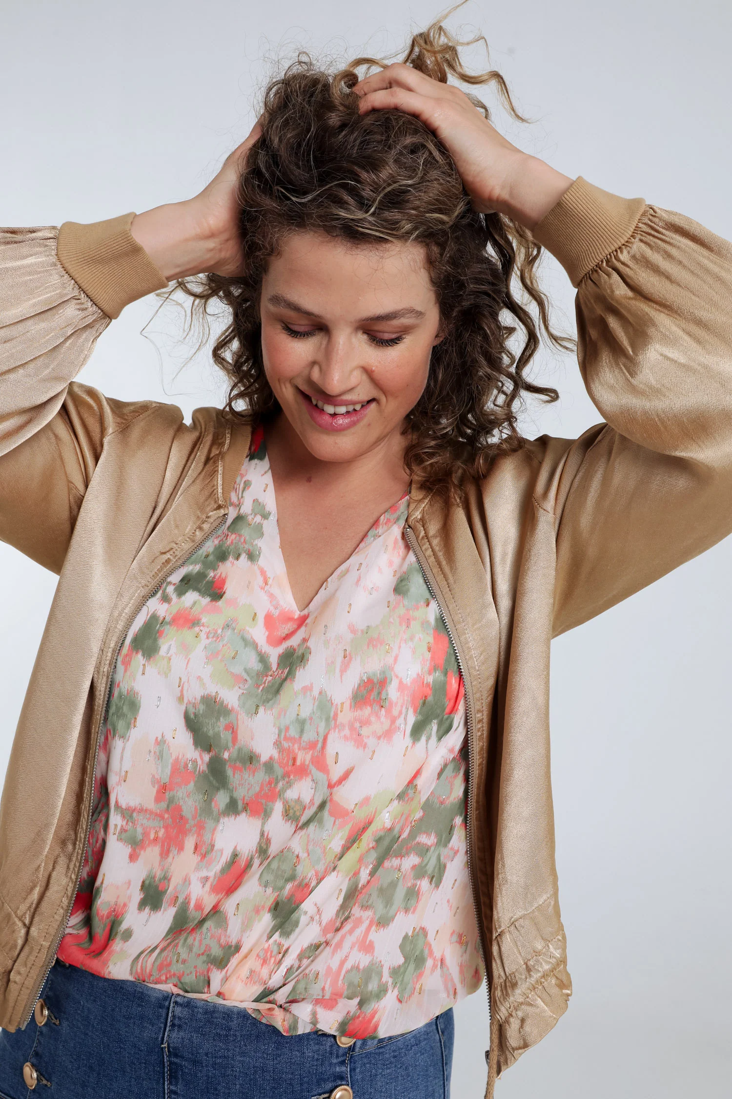Bomber unicolor in viscose met satijnen effect - Image 14