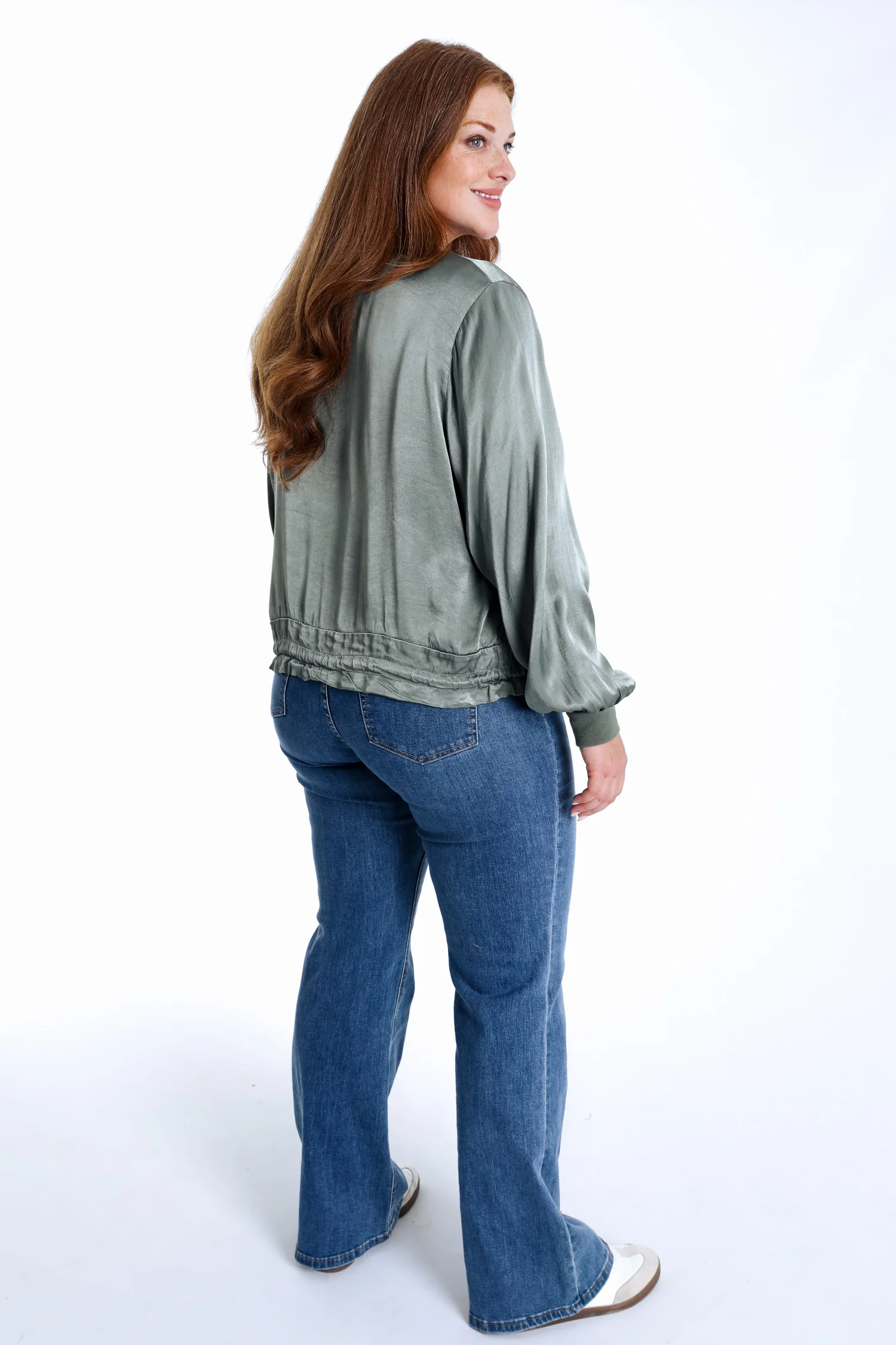 Bomber unicolor in viscose met satijnen effect - Image 2