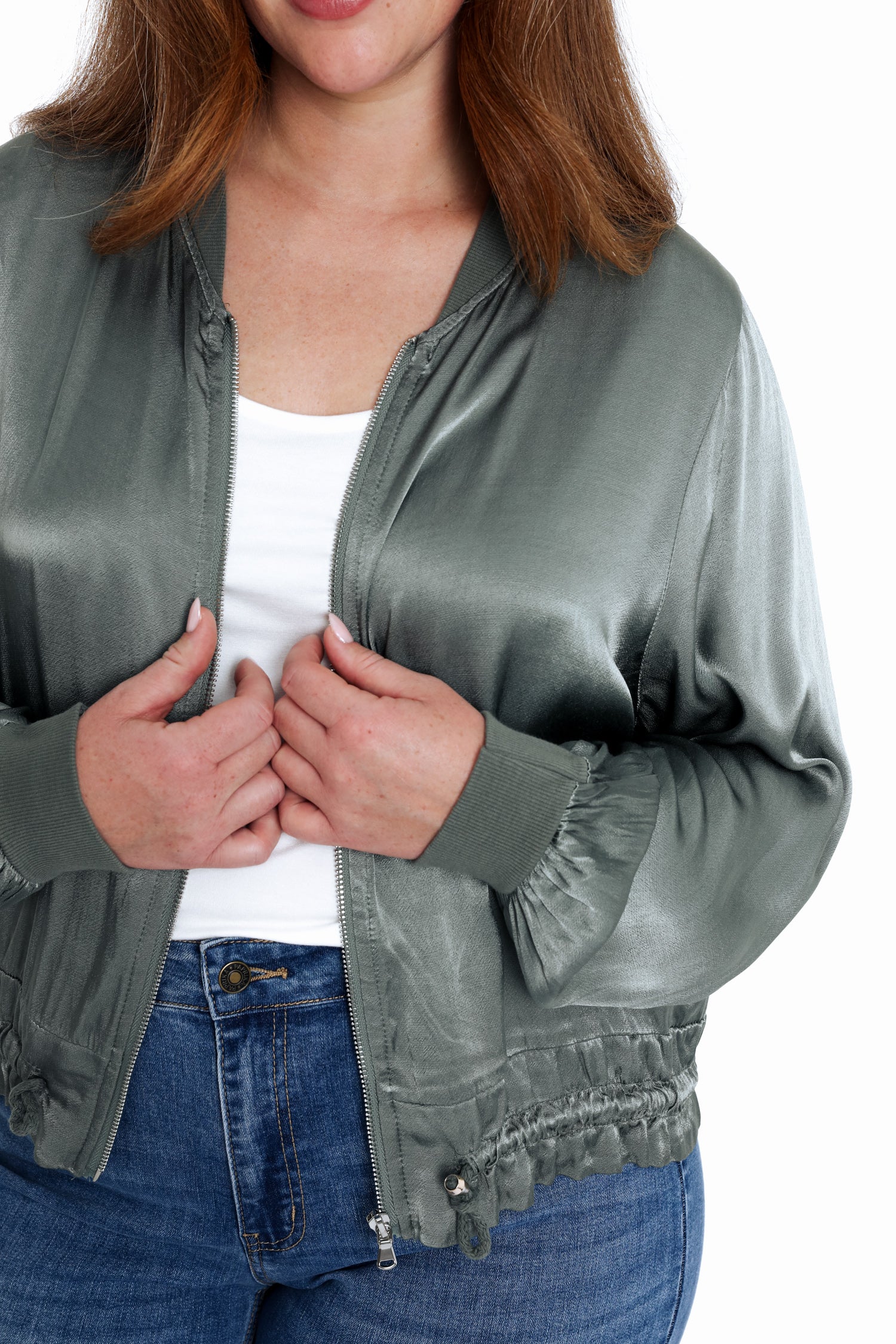 Bomber unicolor in viscose met satijnen effect - Image 5