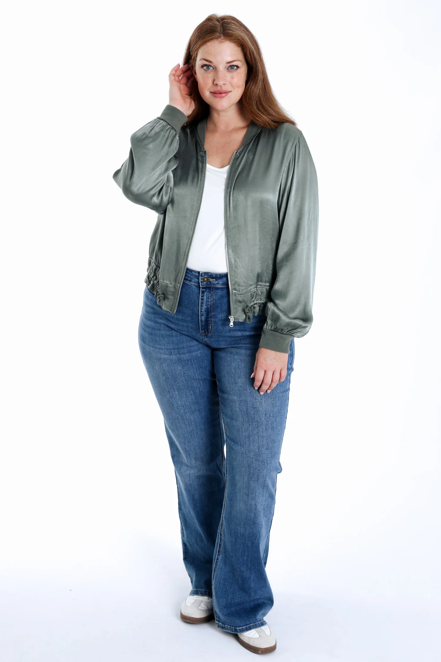 Bomber unicolor in viscose met satijnen effect - Image 7