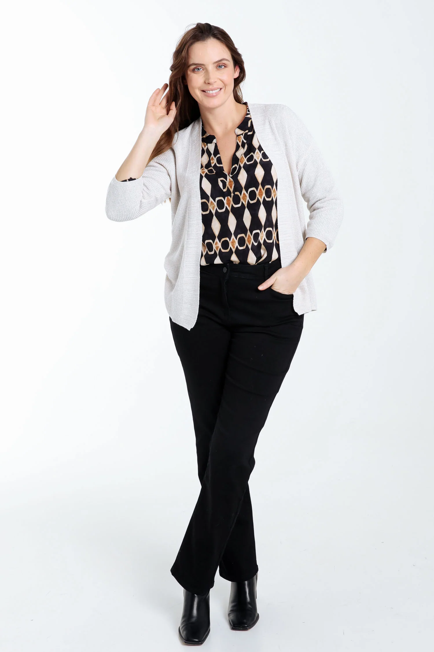 Korte, effen cardigan in viscose met lurex - Image 19