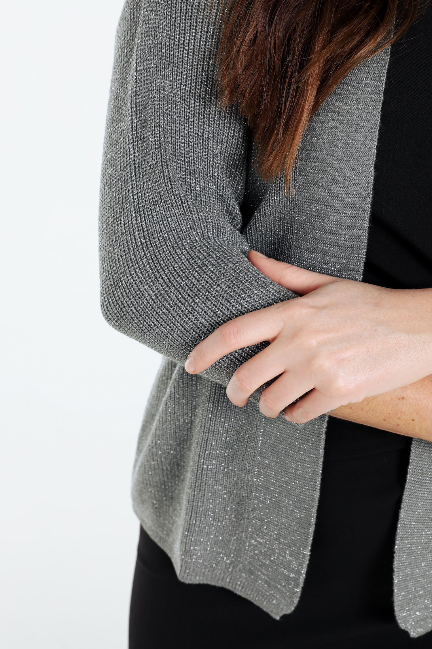 Korte, effen cardigan in viscose met lurex - Image 5