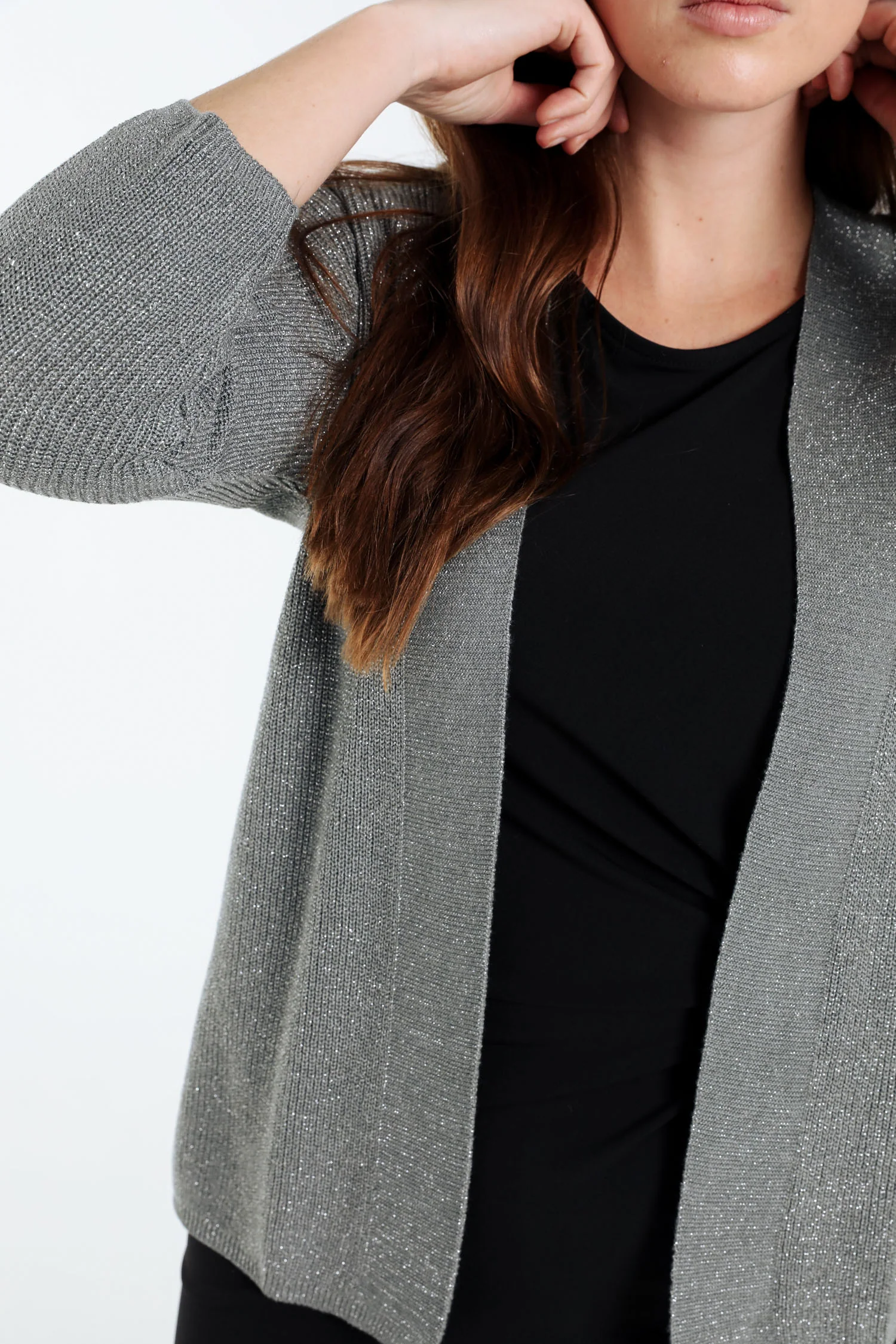 Korte, effen cardigan in viscose met lurex - Image 6