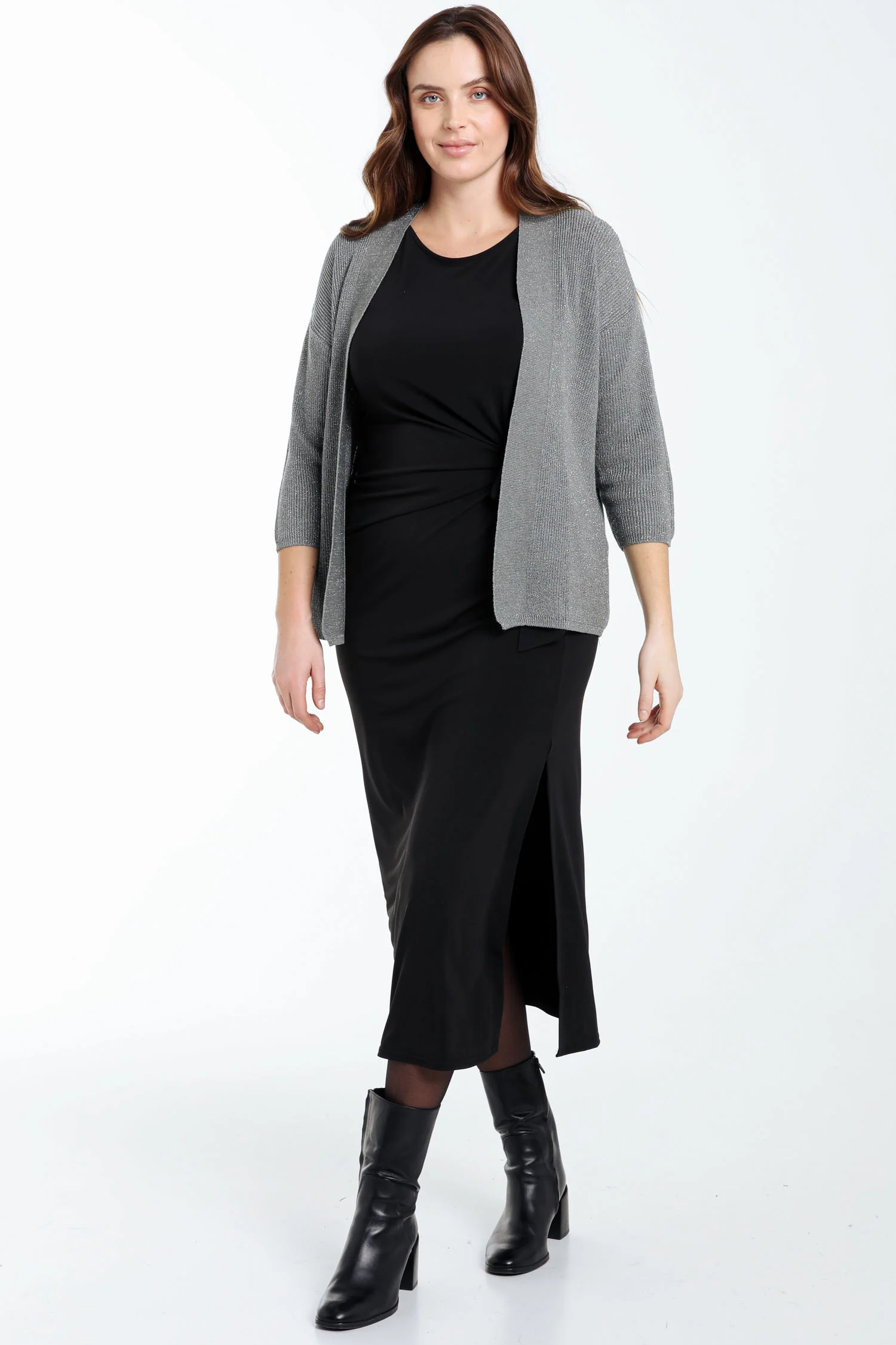 Korte, effen cardigan in viscose met lurex - Image 7