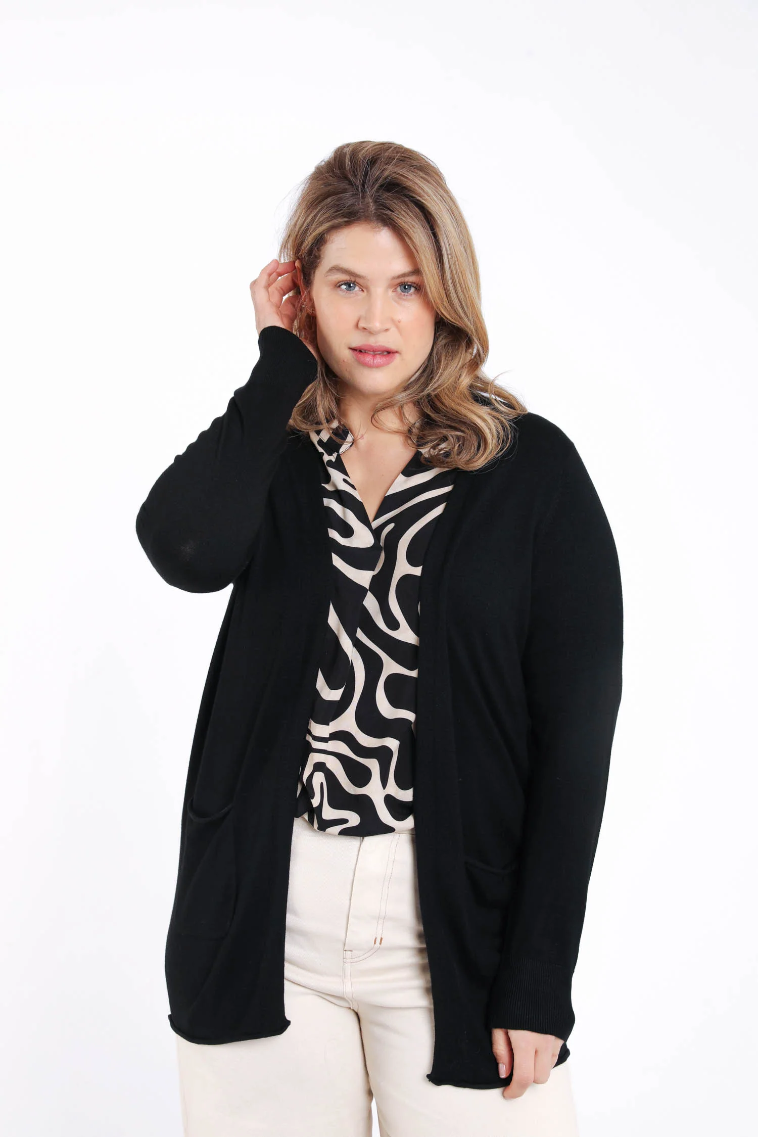 Dunne effen viscose cardigan