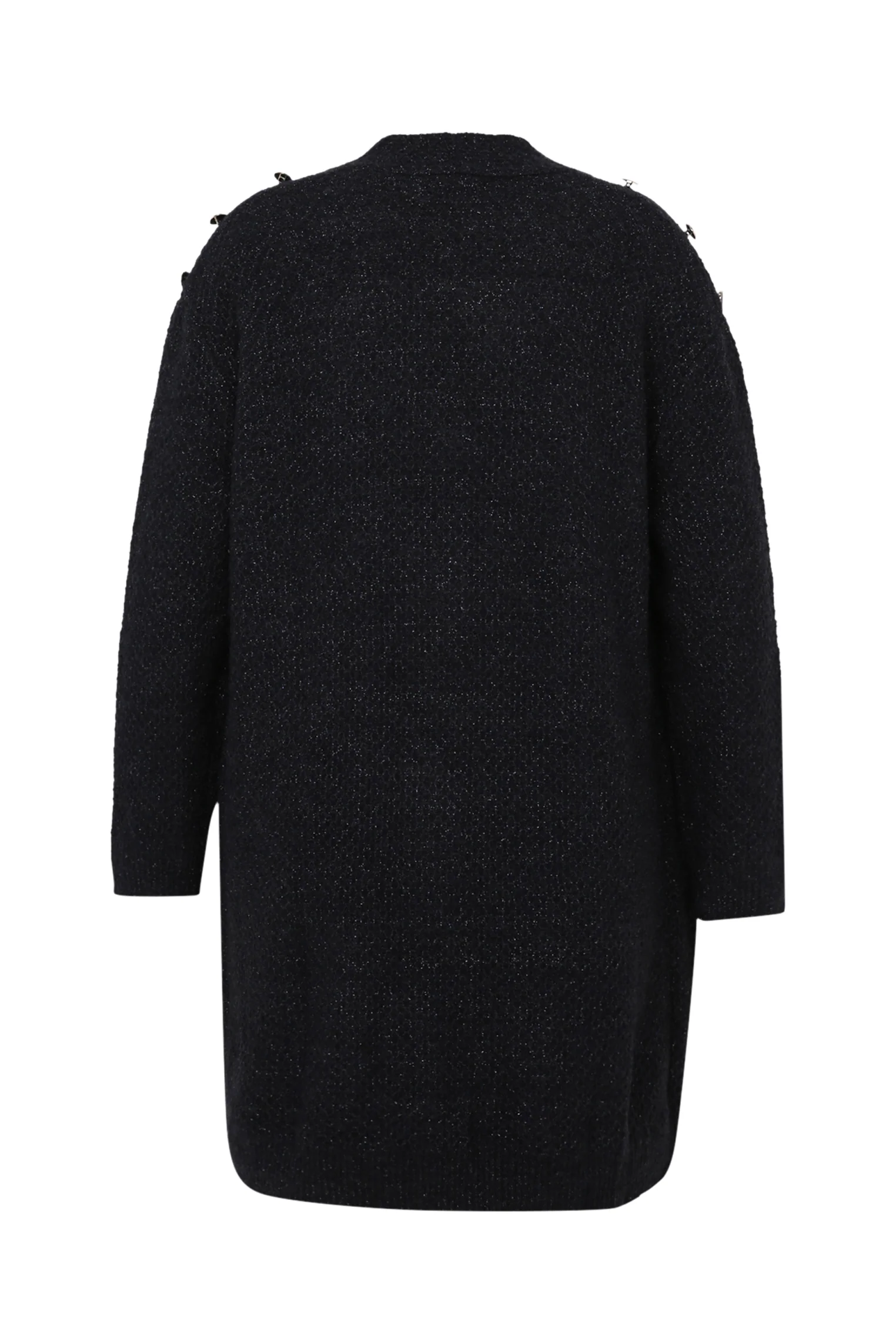 Lange, effen cardigan met sjaalkraag en decoratieve knopen - Image 11