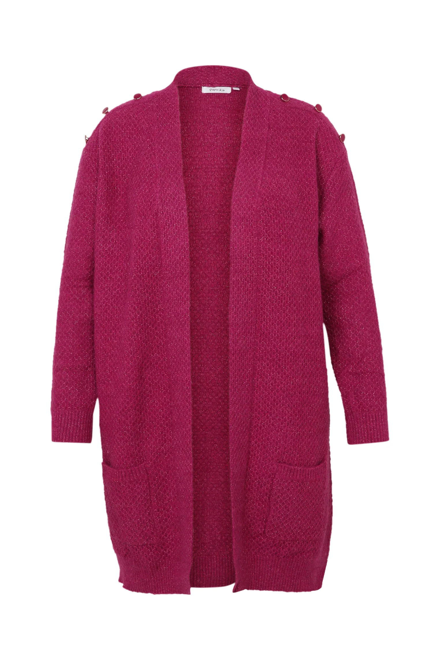 Lange, effen cardigan met sjaalkraag en decoratieve knopen - Image 21