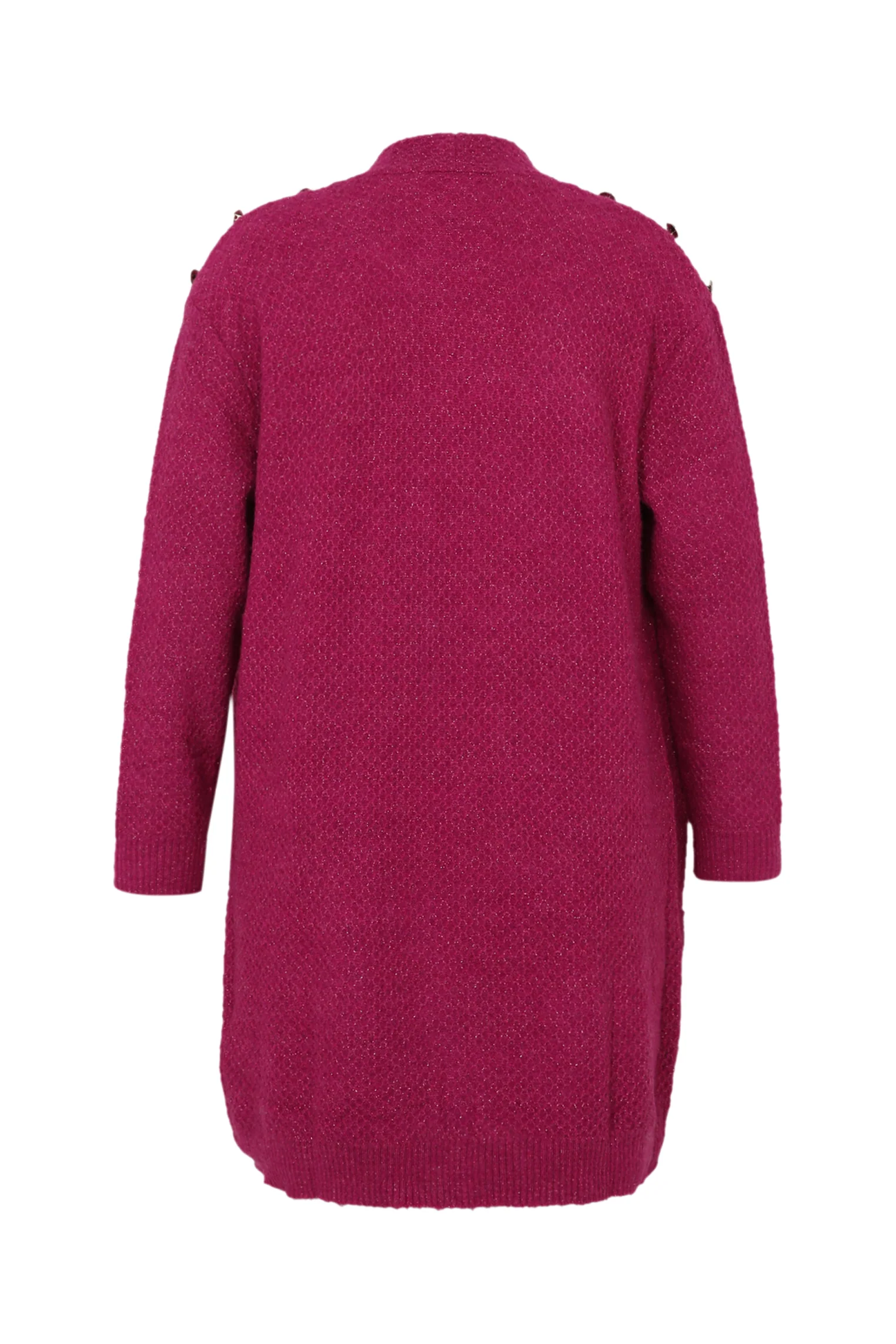 Lange, effen cardigan met sjaalkraag en decoratieve knopen - Image 22