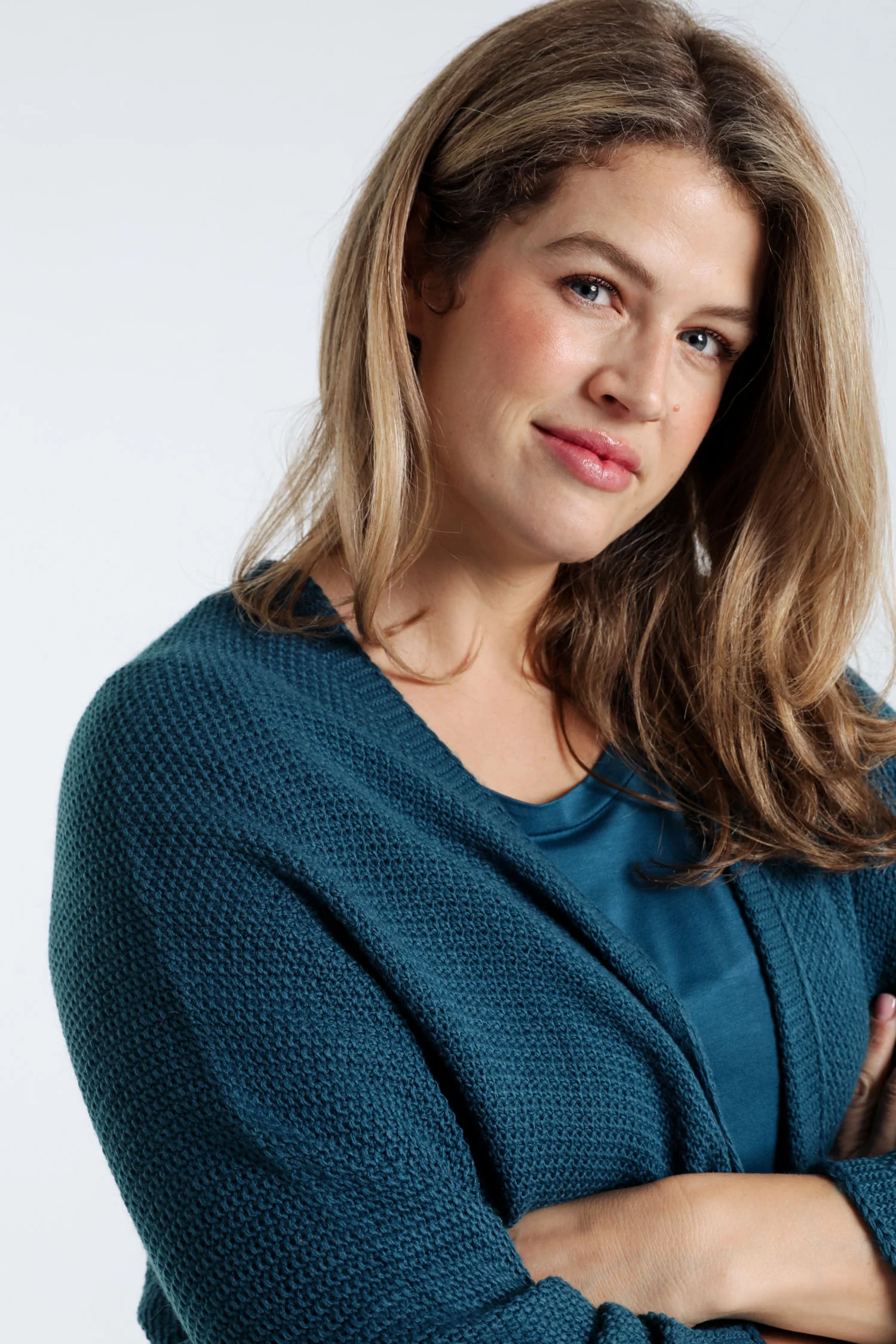 Lange, effen cardigan in rijstkorrel - Image 4