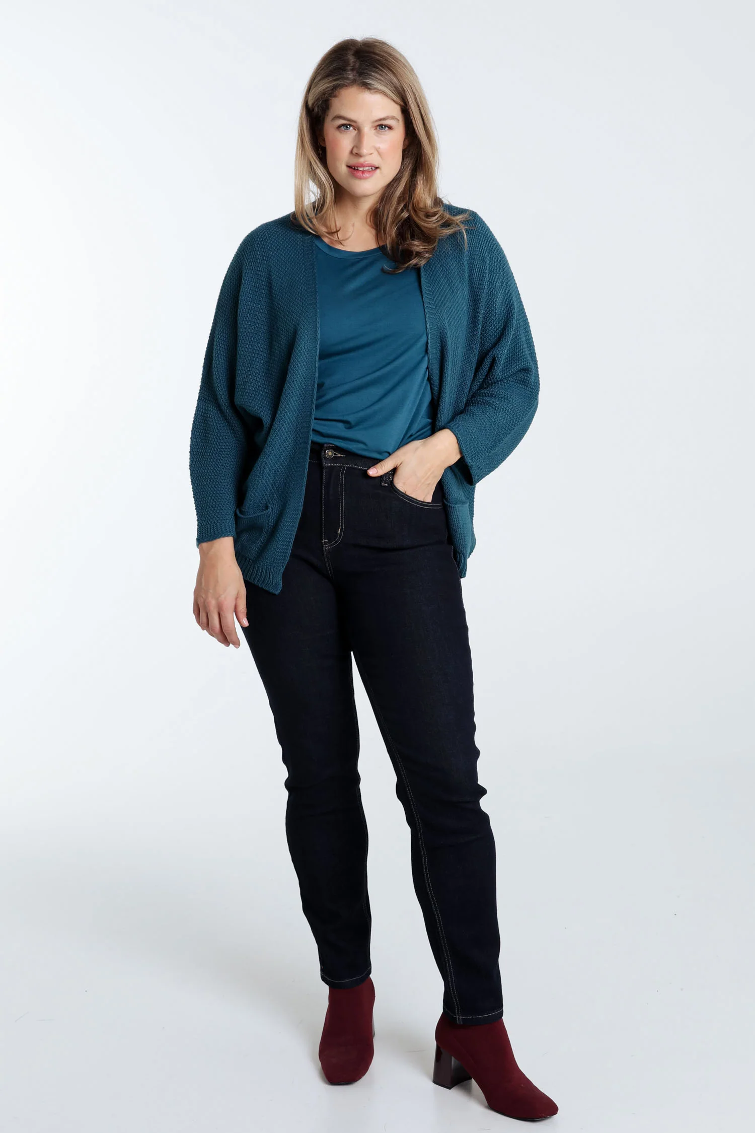 Lange, effen cardigan in rijstkorrel - Image 7