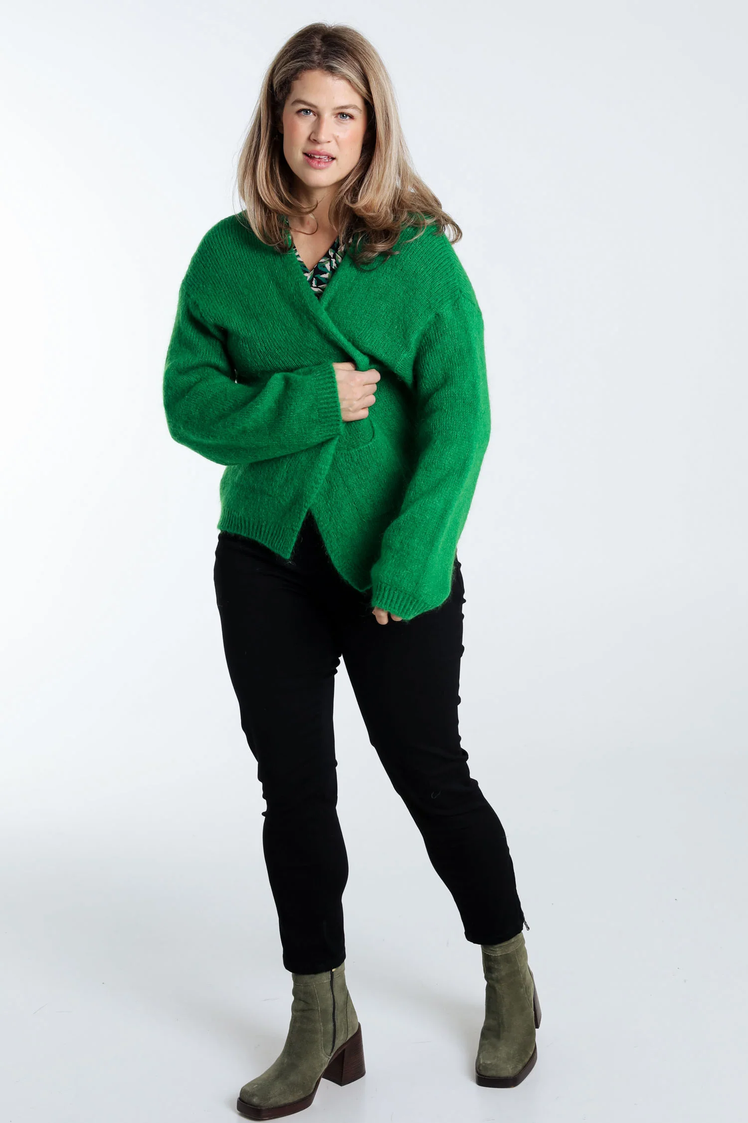 Effen, open cardigan in zacht mohair - Image 18