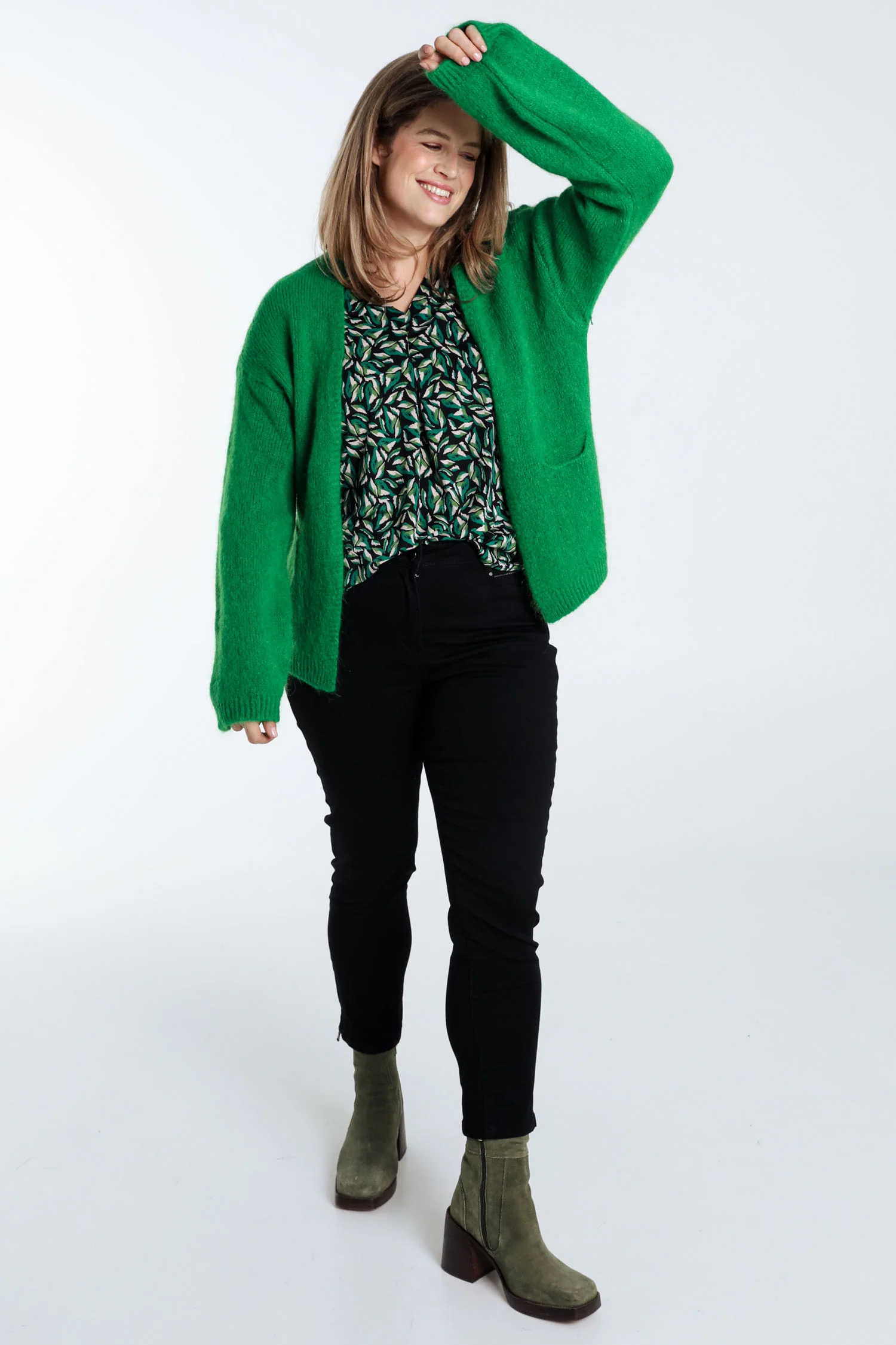 Effen, open cardigan in zacht mohair - Image 20