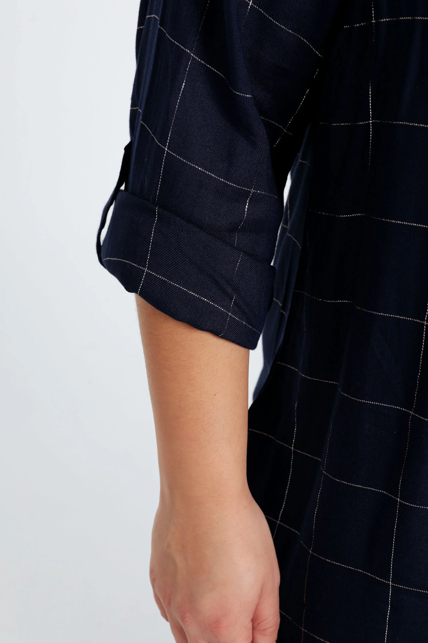 Lange, geruite blouse in viscose met borduurwerk - Image 6