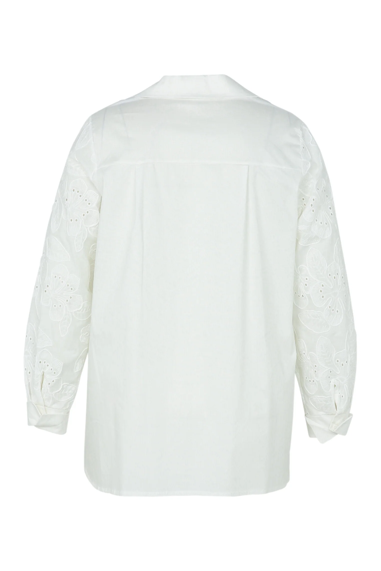Effen hemd in poplin met borduurwerk op de mouwen - Image 11