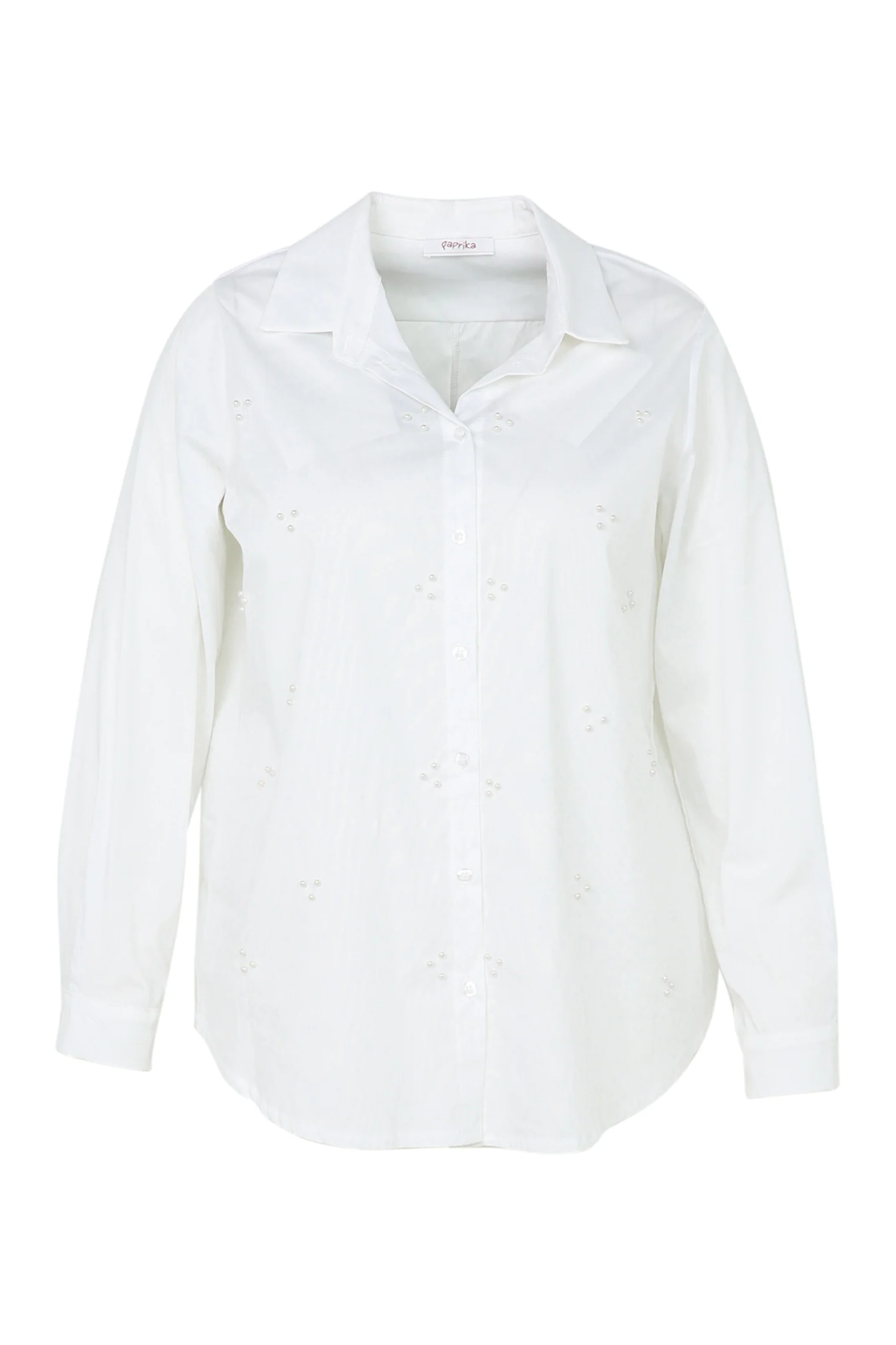 Effen hemd in poplin met parels - Image 10