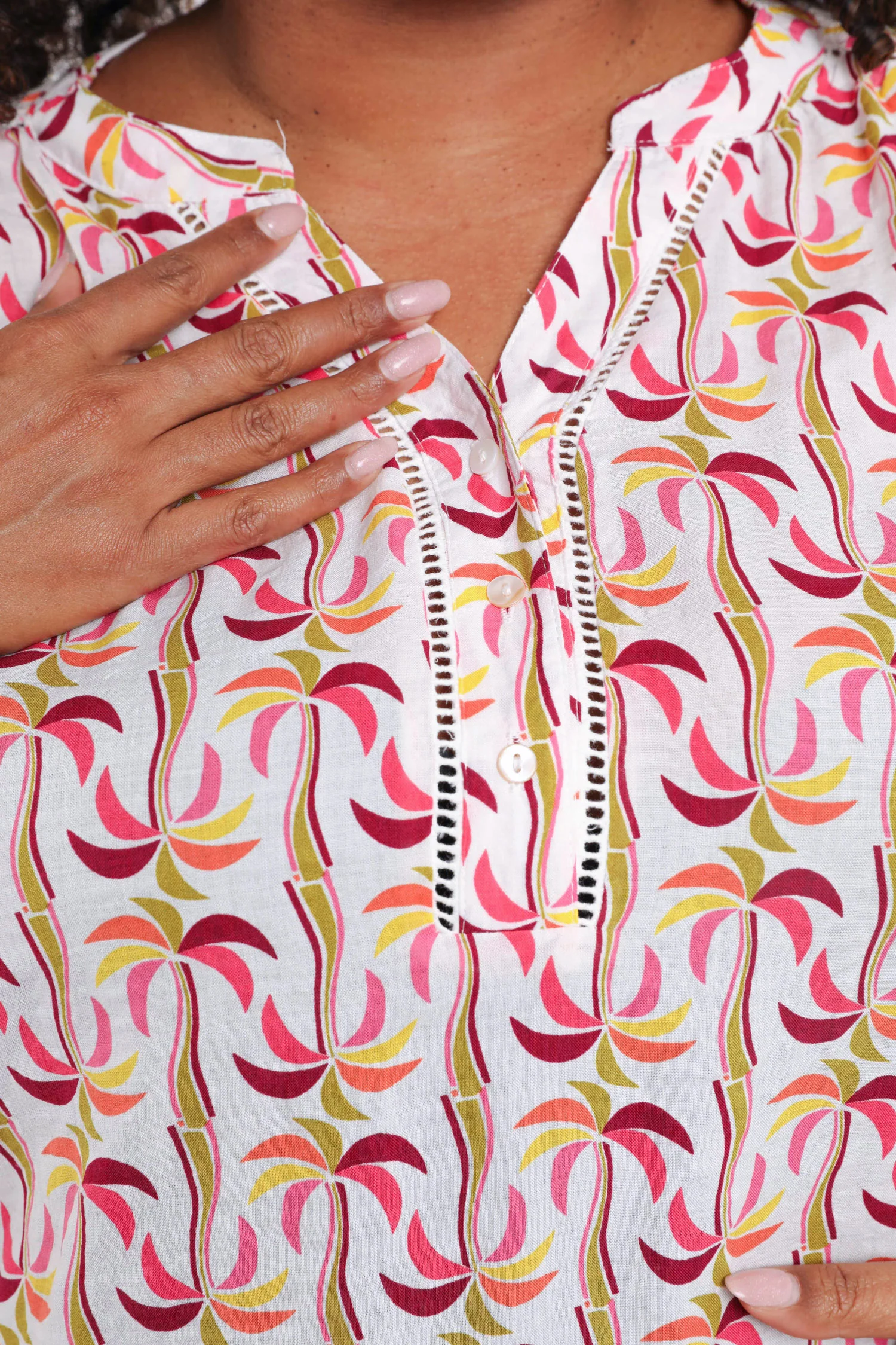 Overhemd van katoen en viscose met palmprint - Image 3