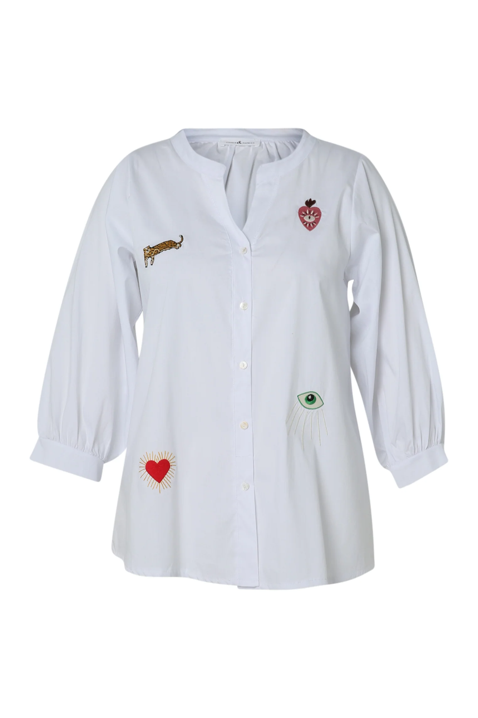 Effen katoenen shirt met emblemen - Image 10