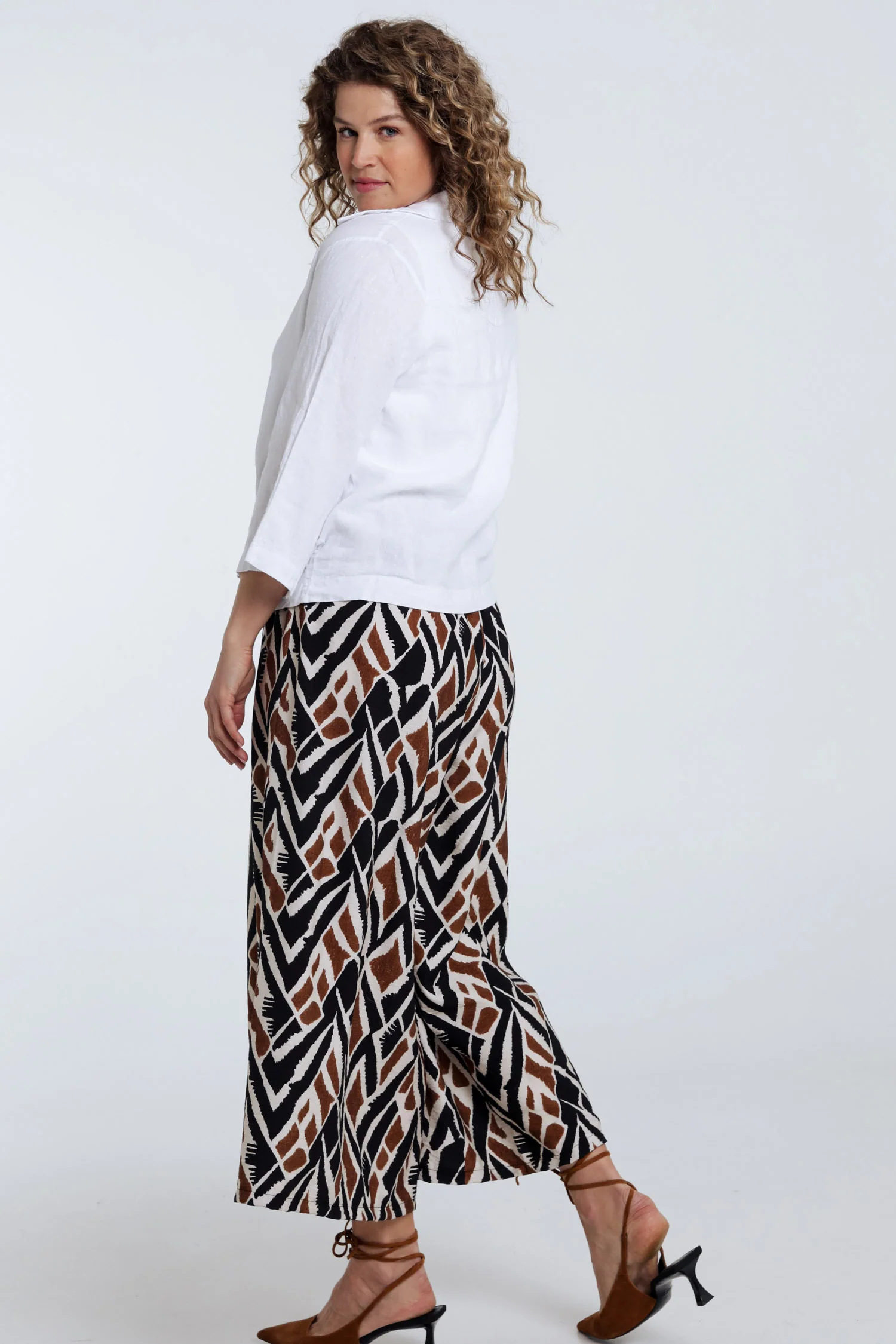 Effen linnen blouse met strik - Image 2