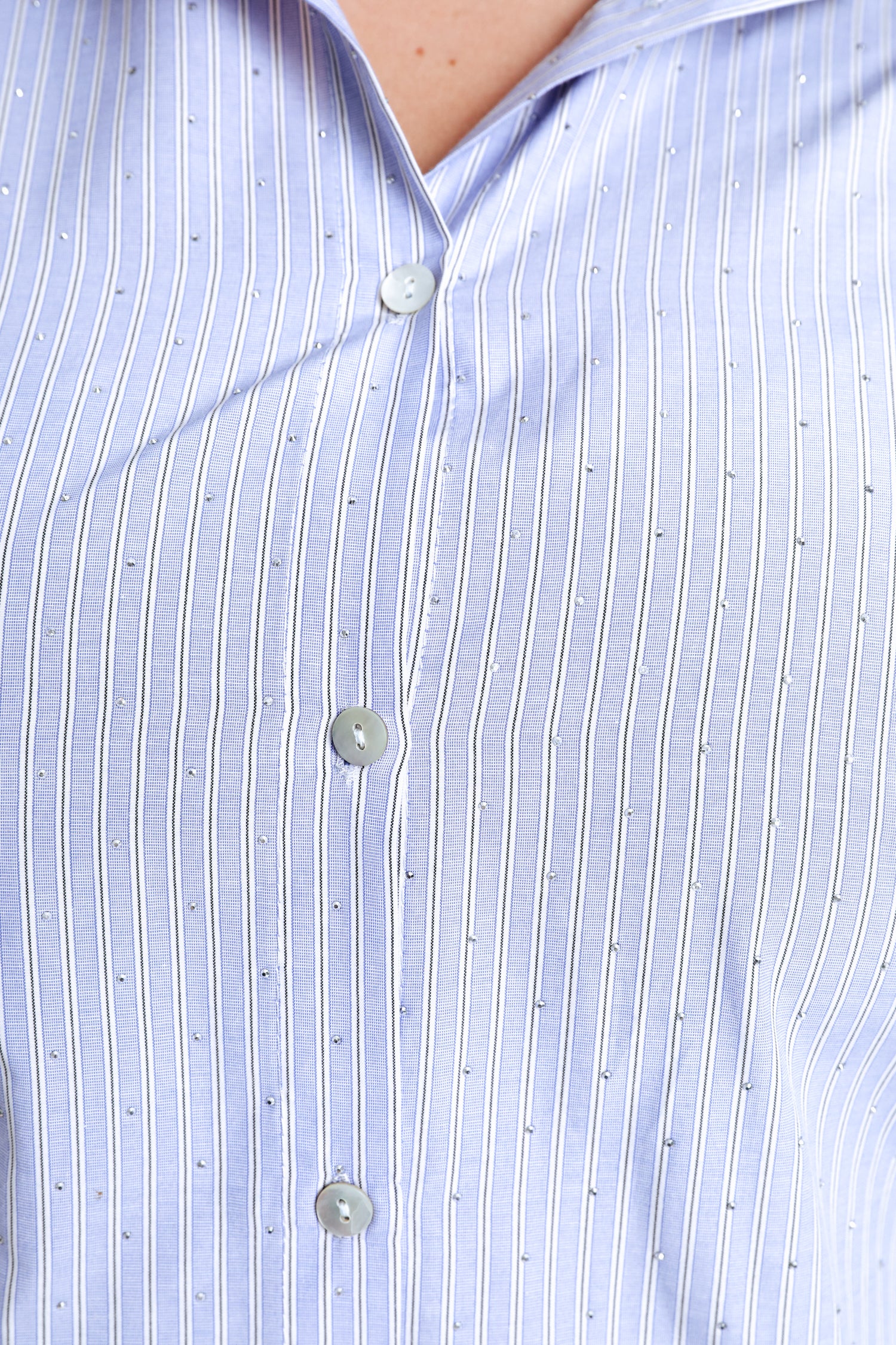 Gestreept popeline overhemd met strass - Image 4