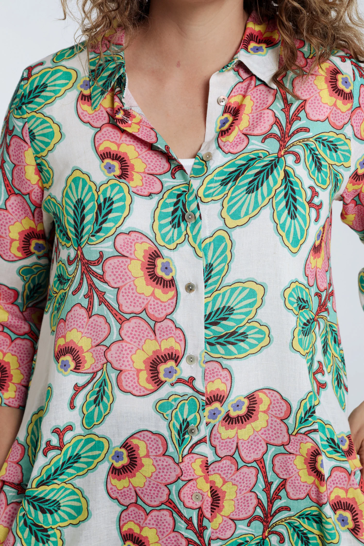 Lange blouse van linnen en viscose met bloemenprint - Image 4