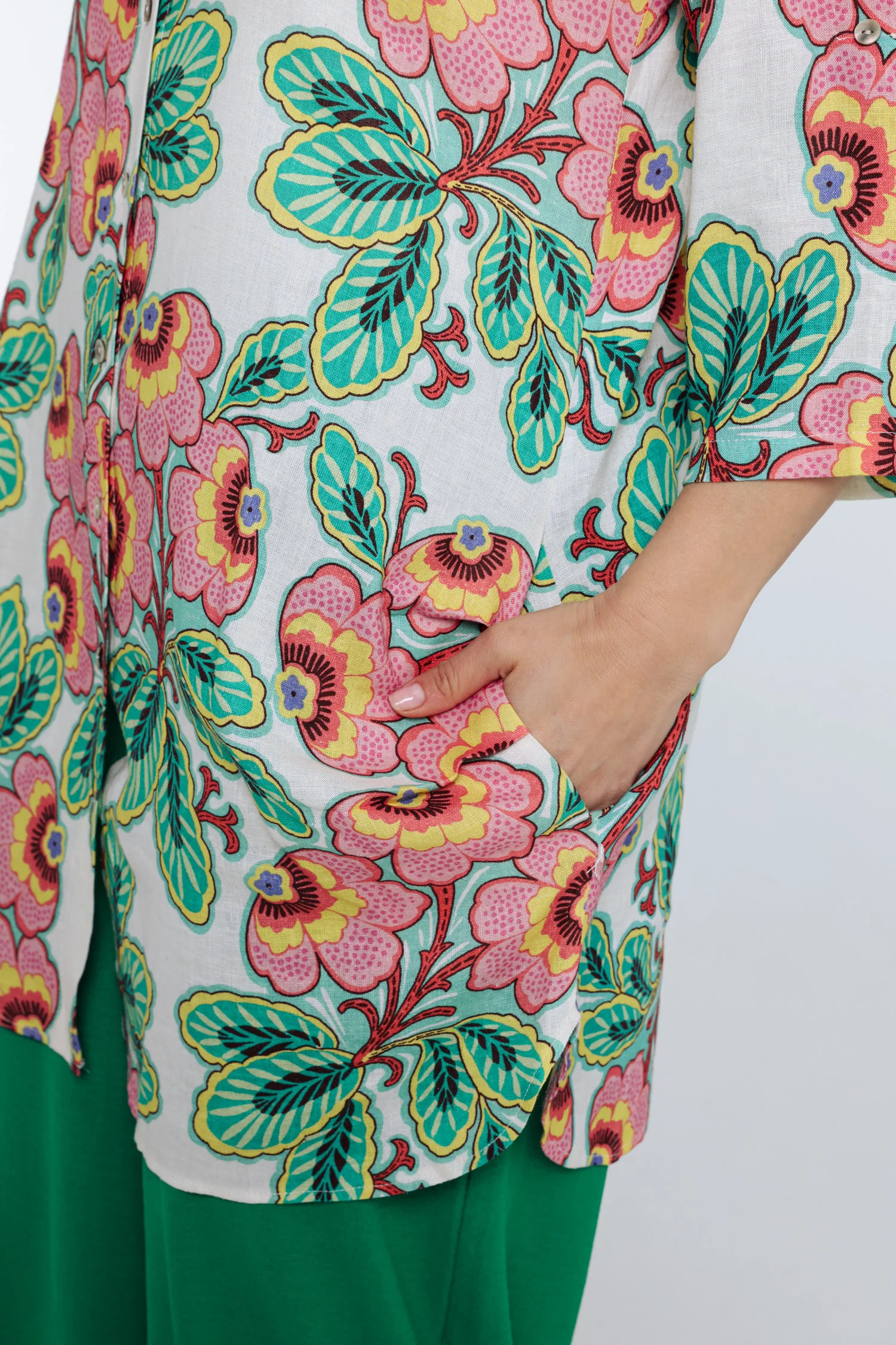 Lange blouse van linnen en viscose met bloemenprint - Image 5